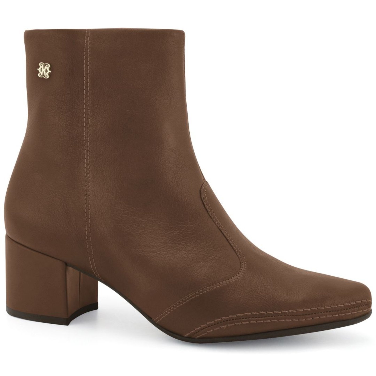 Bota Feminina Couro Salto Médio Ramarim 2657101 - Capuccino