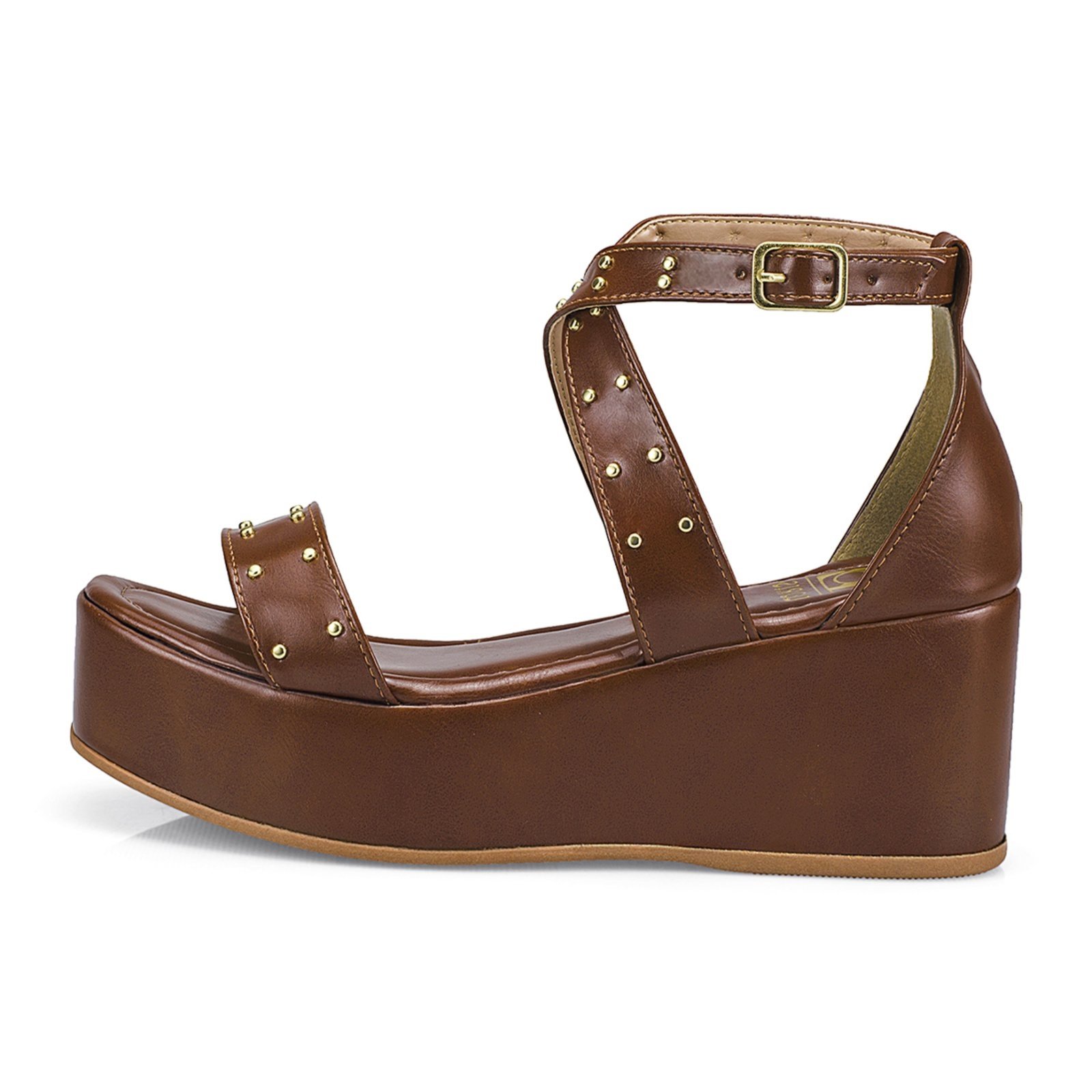Vista 2 Sandália Feminina Tira Anabela Flatform Fivela 410 LÓRIS SHOES caramelo LÓRIS SHOES caramelo