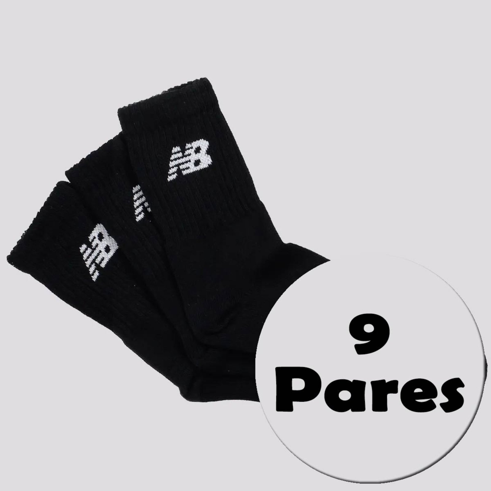 Vista 2 Kit Meia New Balance 9 Pares Cano Longo preto New Balance preto