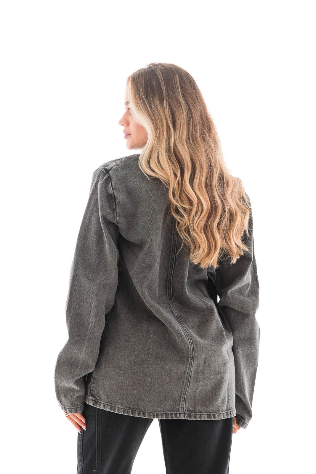 Vista 3 Blazer Jeans Feminino Arauto Black preto black preto black