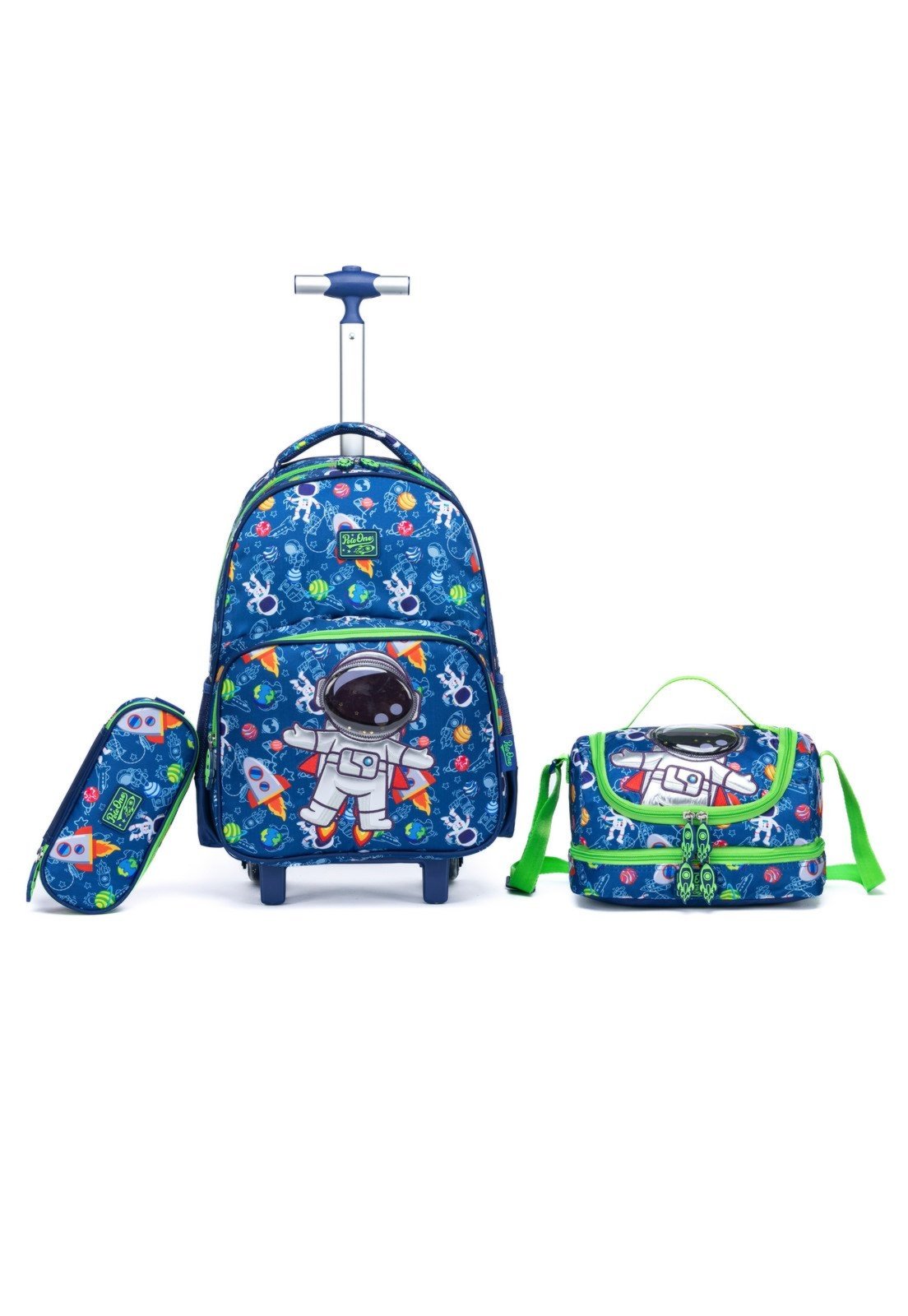 Infantil - Kit Mochila Polo One Rodinha Astronauta Menino Escolar Lancheira Térmica Estojo