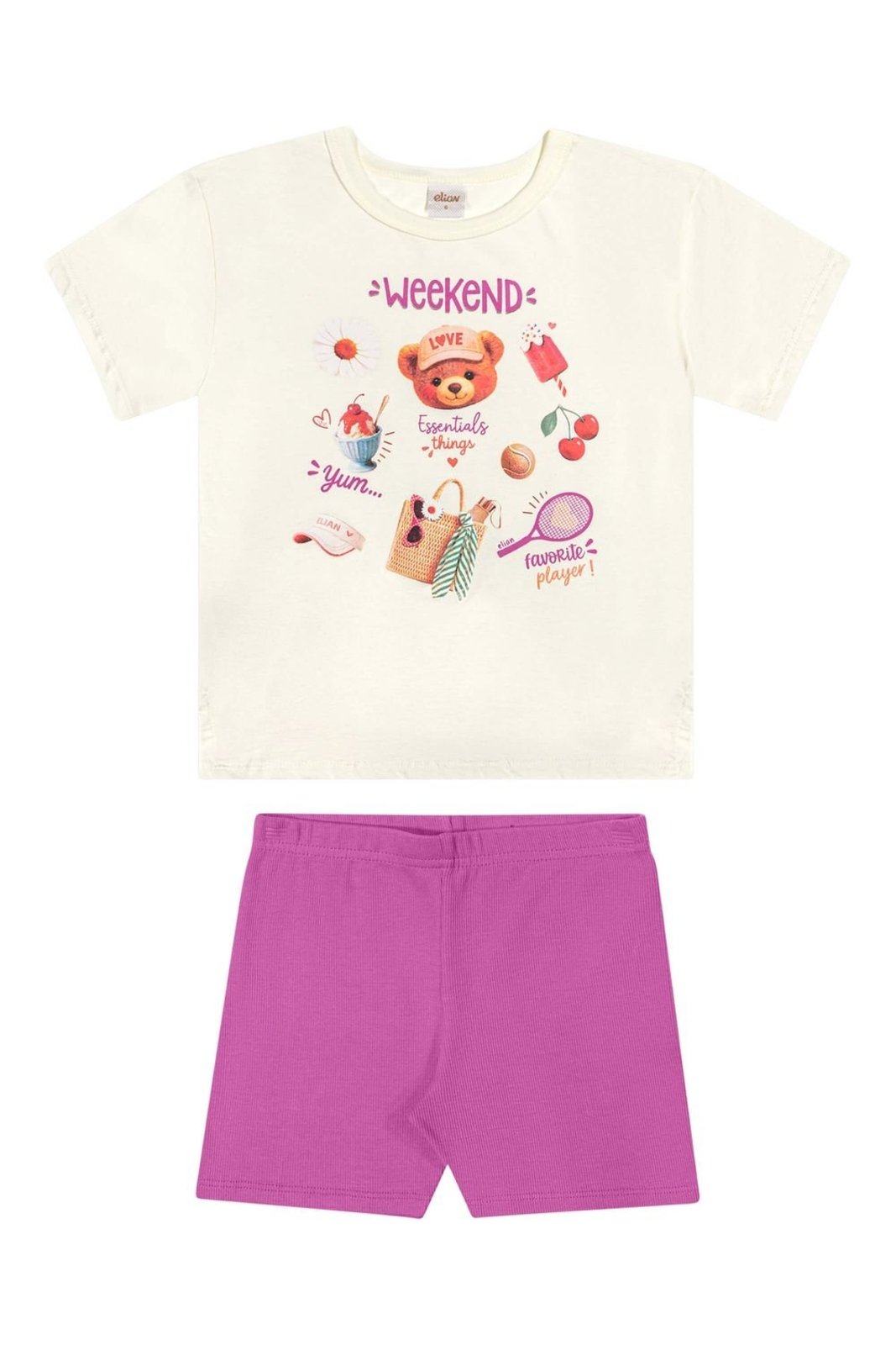 Infantil - Conjunto Curto Menina Alongado Elian Bege