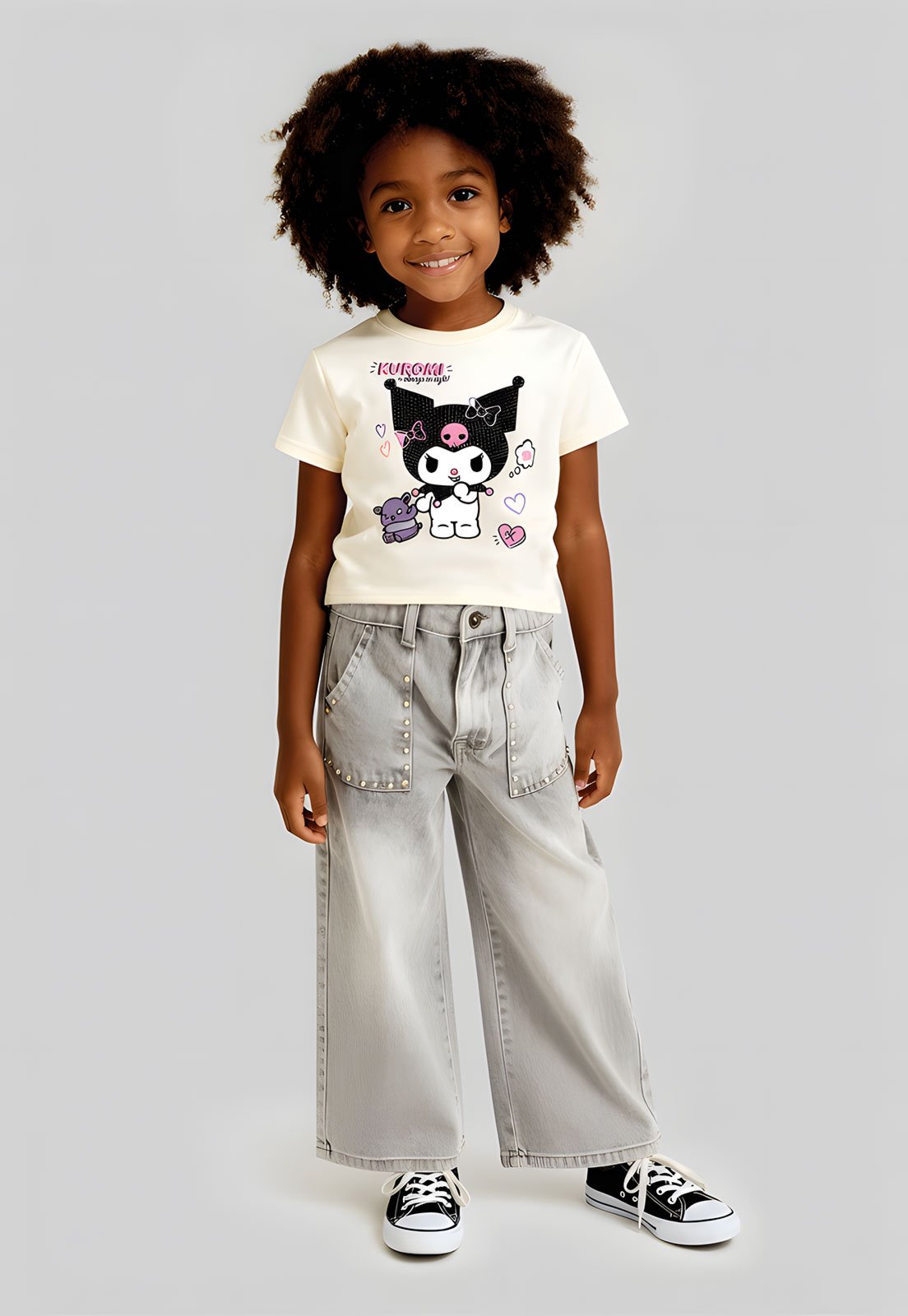 Infantil - Camiseta Brandili Hello Kitty Kuromi Off White