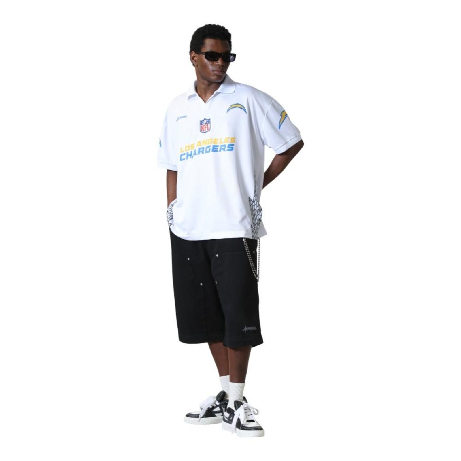 Vista 2 Camisa Polo Approve X NFL Logo II Los Angeles Chargers branco Approve branco