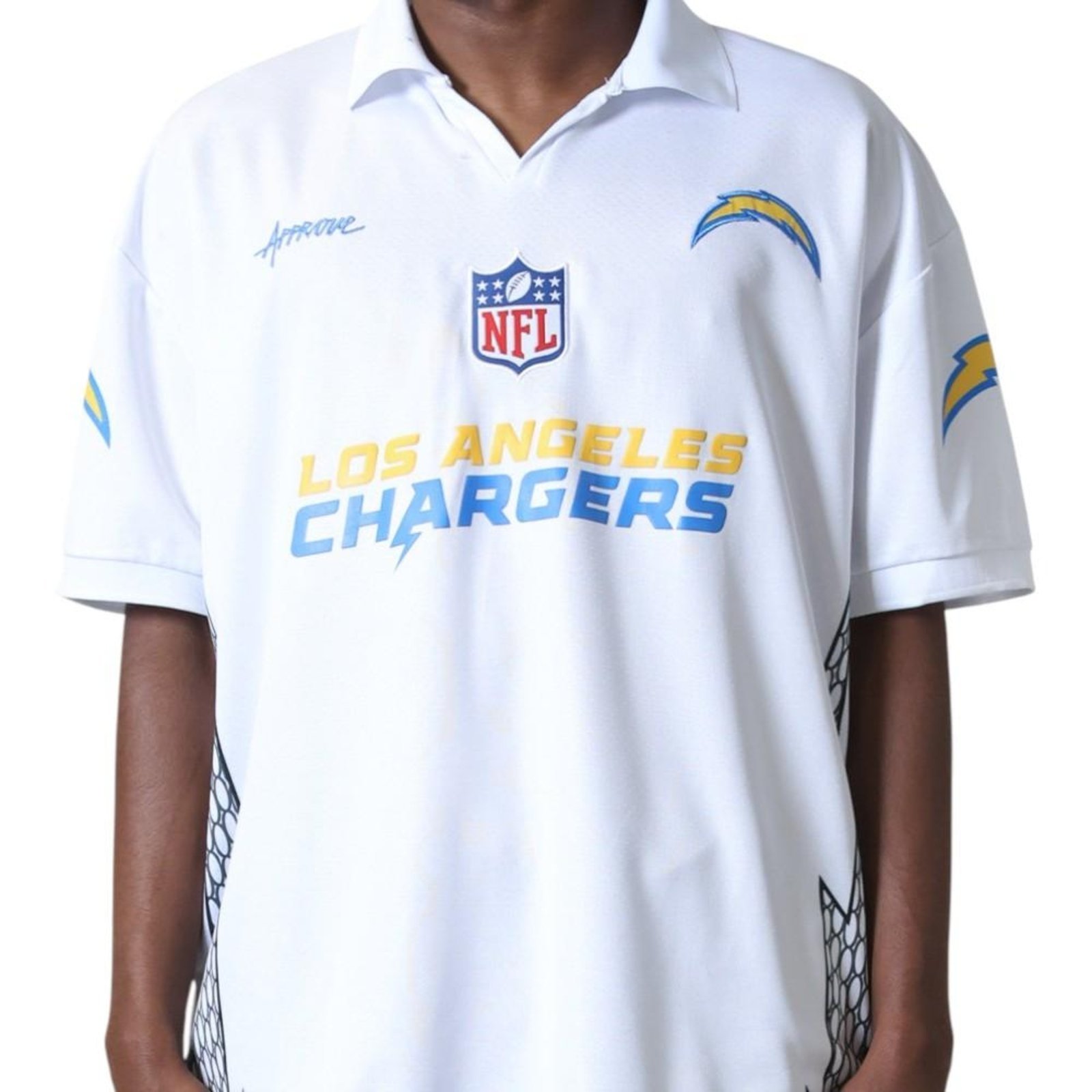 Vista 3 Camisa Polo Approve X NFL Logo II Los Angeles Chargers branco Approve branco