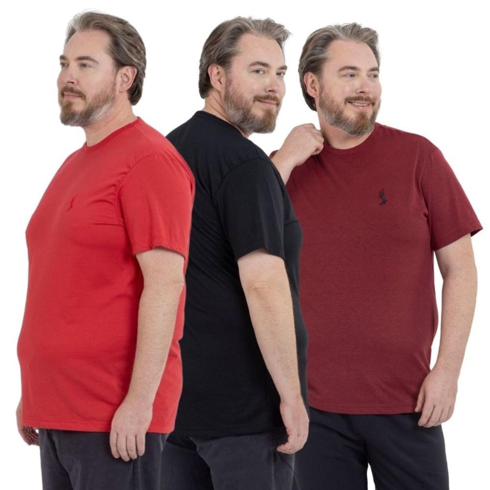 Kit 3 Camiseta Plus Size Básica Casual Masculina Confortável em Malha Leve