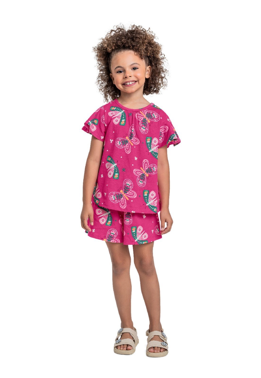 Infantil - Conjunto Bata e Short Menina Bee Loop Rosa
