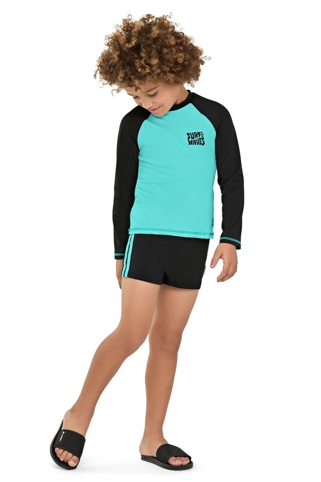Vista 3 Camiseta de Proteção Menino Raglan Elian verde Elian verde