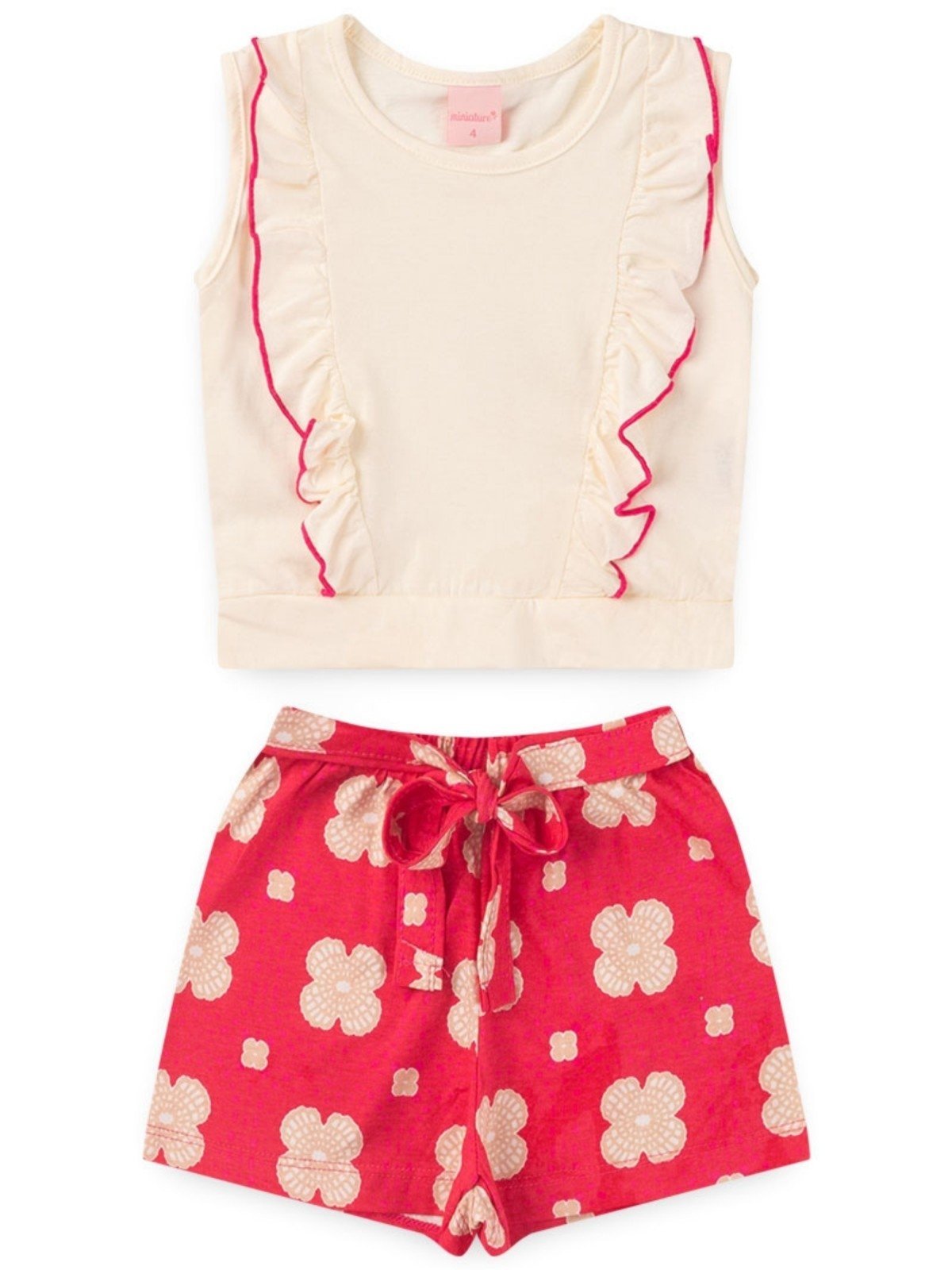 Vista 3 Infantil - Conjunto Platinum Babado Delicado branca Miniature Kids bege Miniature Kids bege