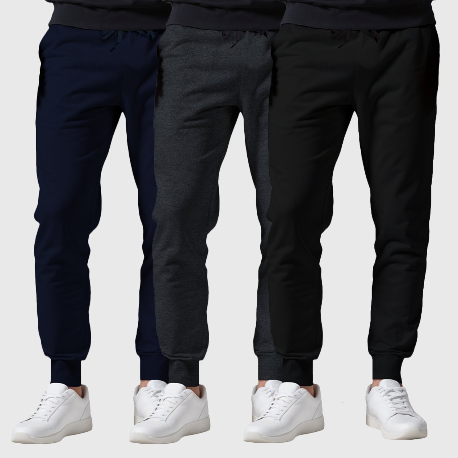 Kit 3 Calças Moletom Flanelado Masculino Lisas Benellys Preto Chumbo Marinho