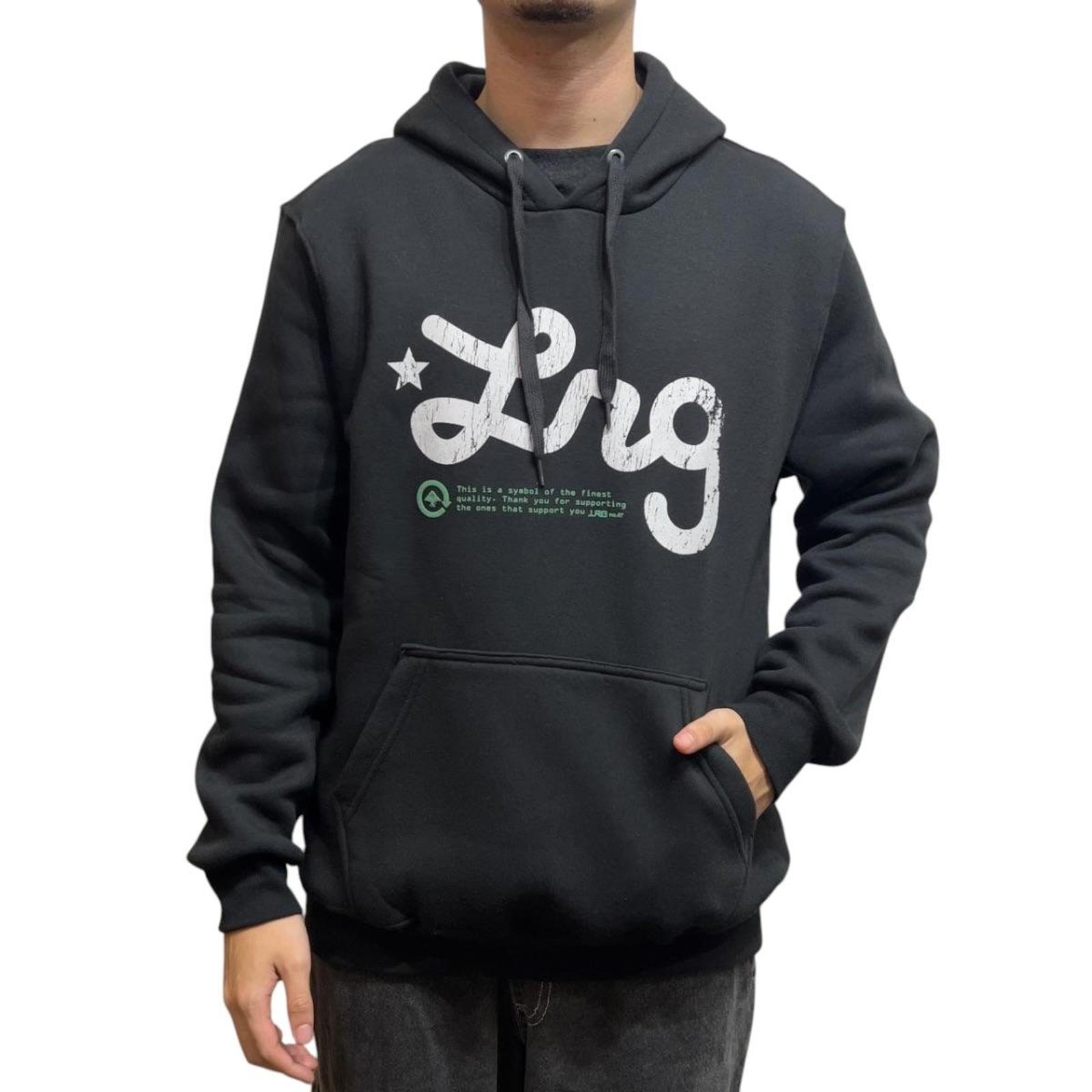 Moletom Canguru Script Suppot Poh- LRG - Preto
