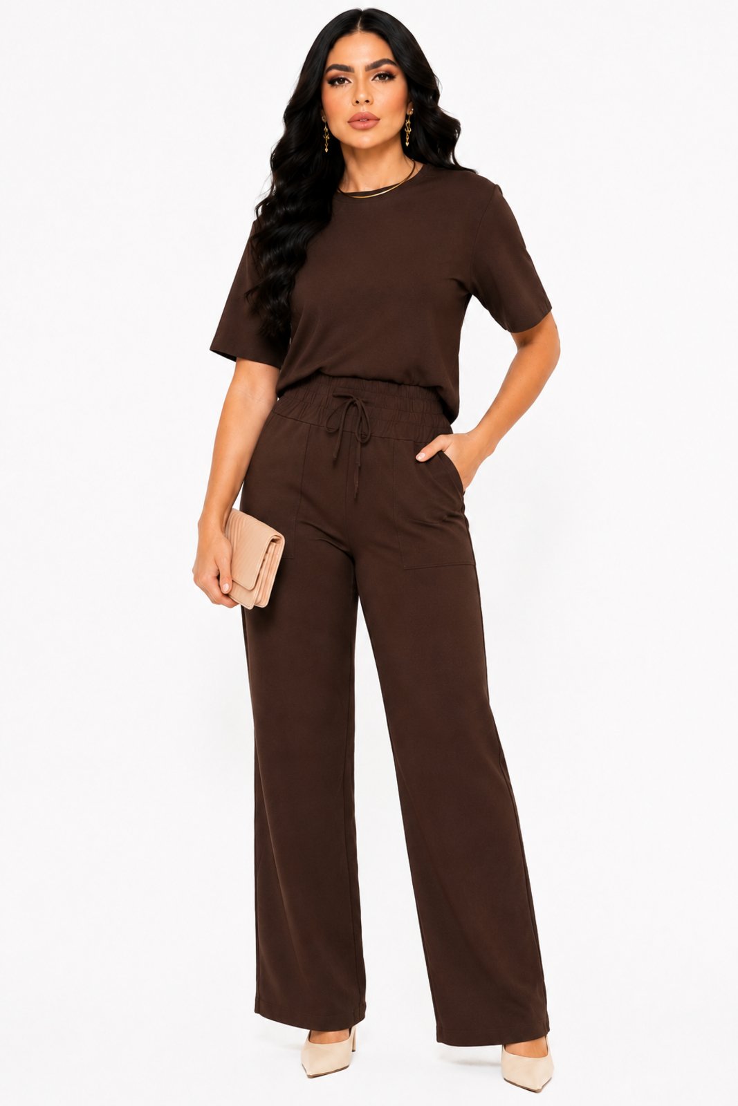 Conjunto Moletinho D Bell Outlet Fashion Comfy Chic Chocolate