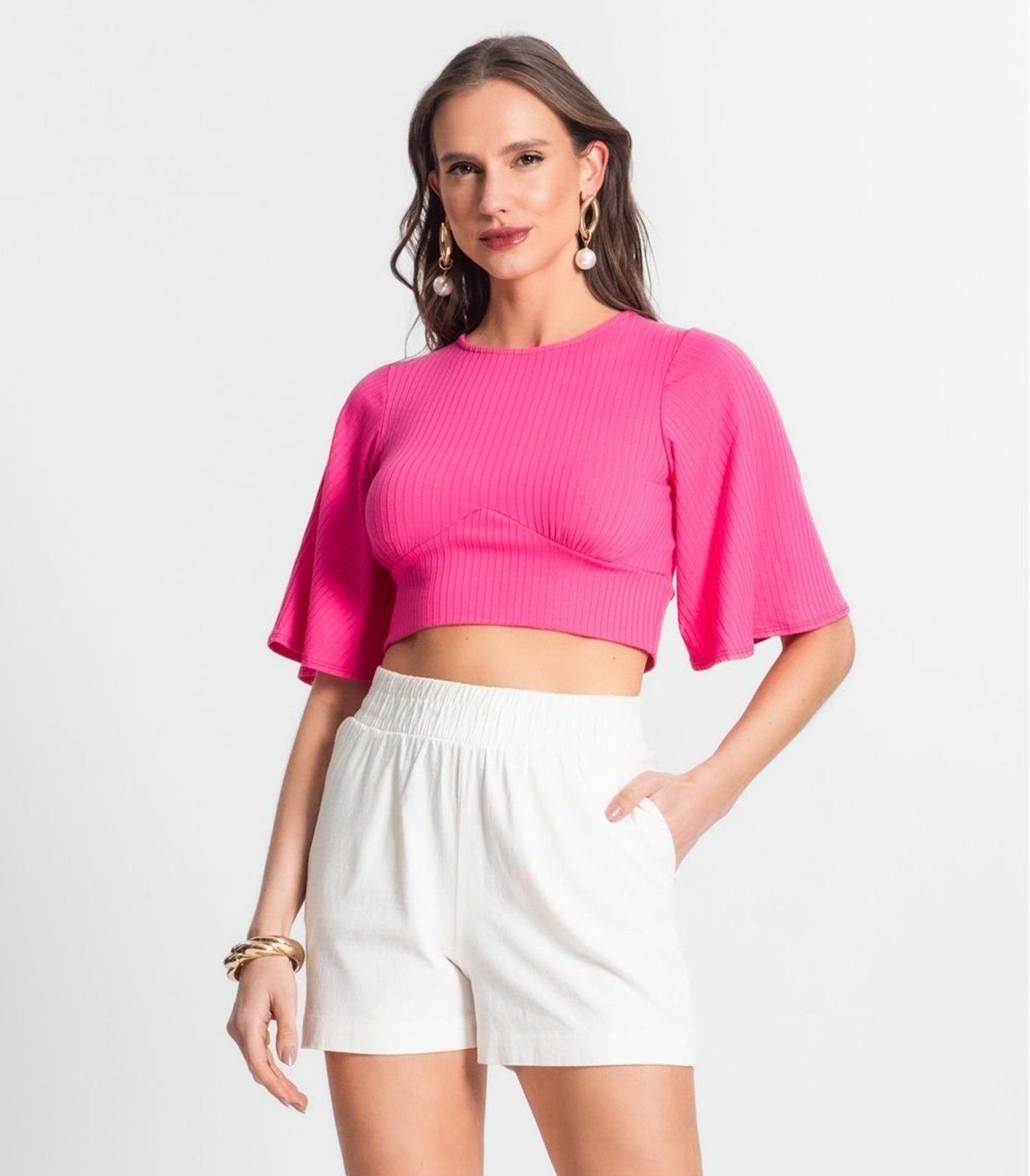 Blusa De Ribana Canelada Feminina Endless Rosa