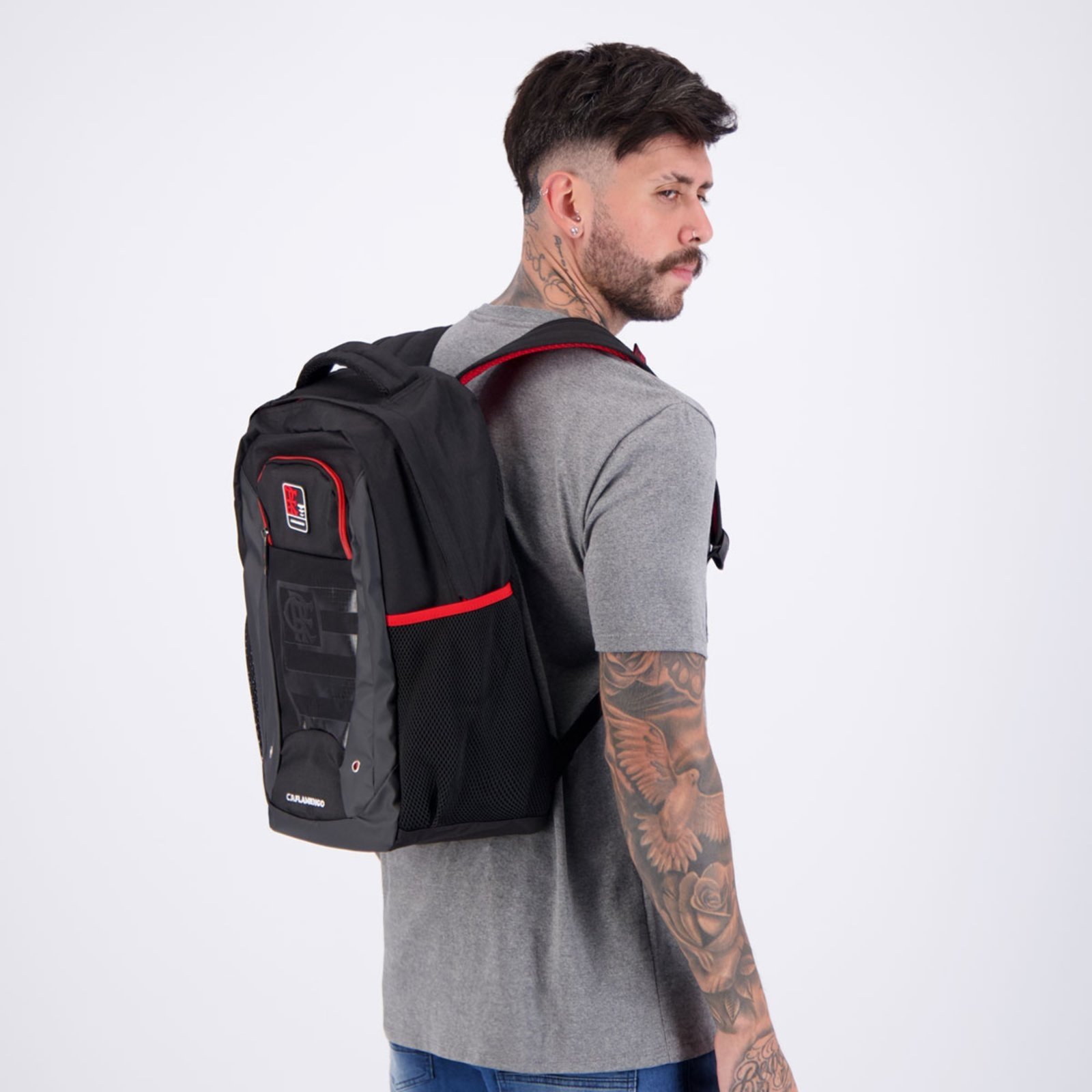 Infantil - Mochila Flamengo Esportiva CRF Preta e Vermelha