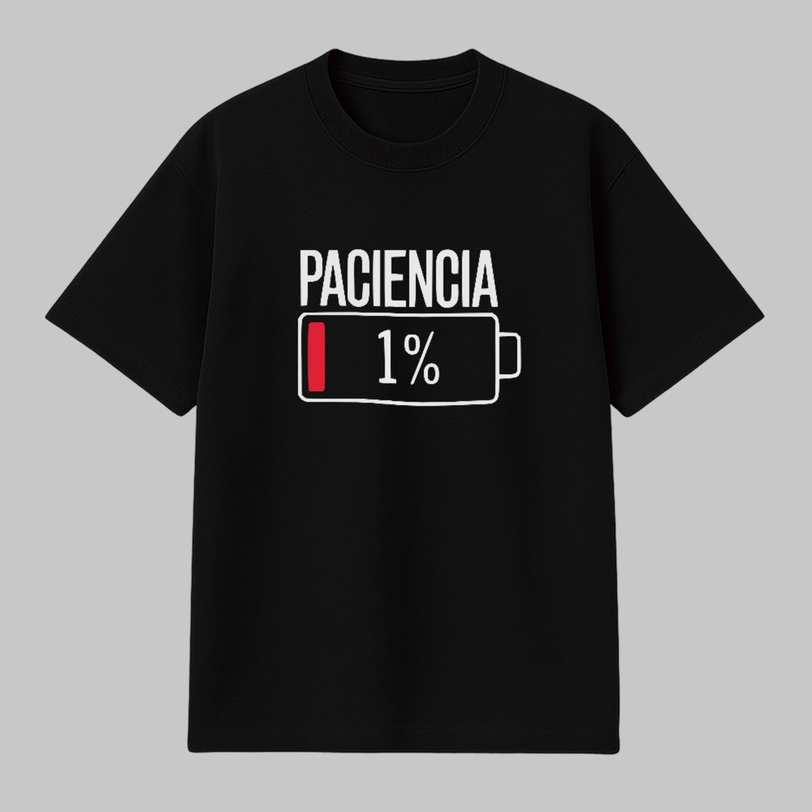 Camiseta Básica Sem Paciência Estampa Divertida Unissex Preto