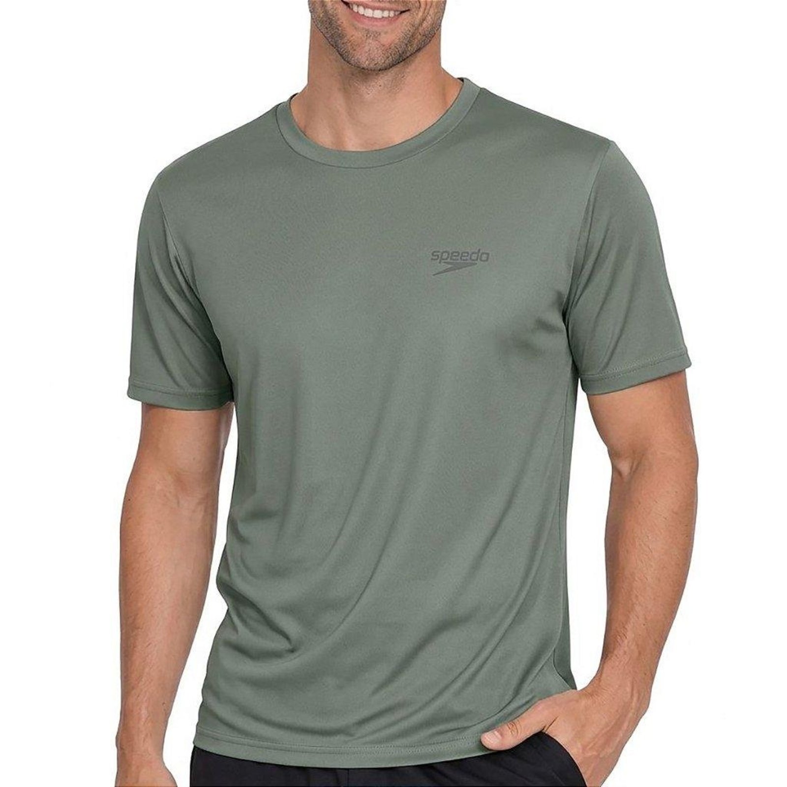 Camiseta Speedo Basic Stretch Fast Masculina Verde Salvia Verde
