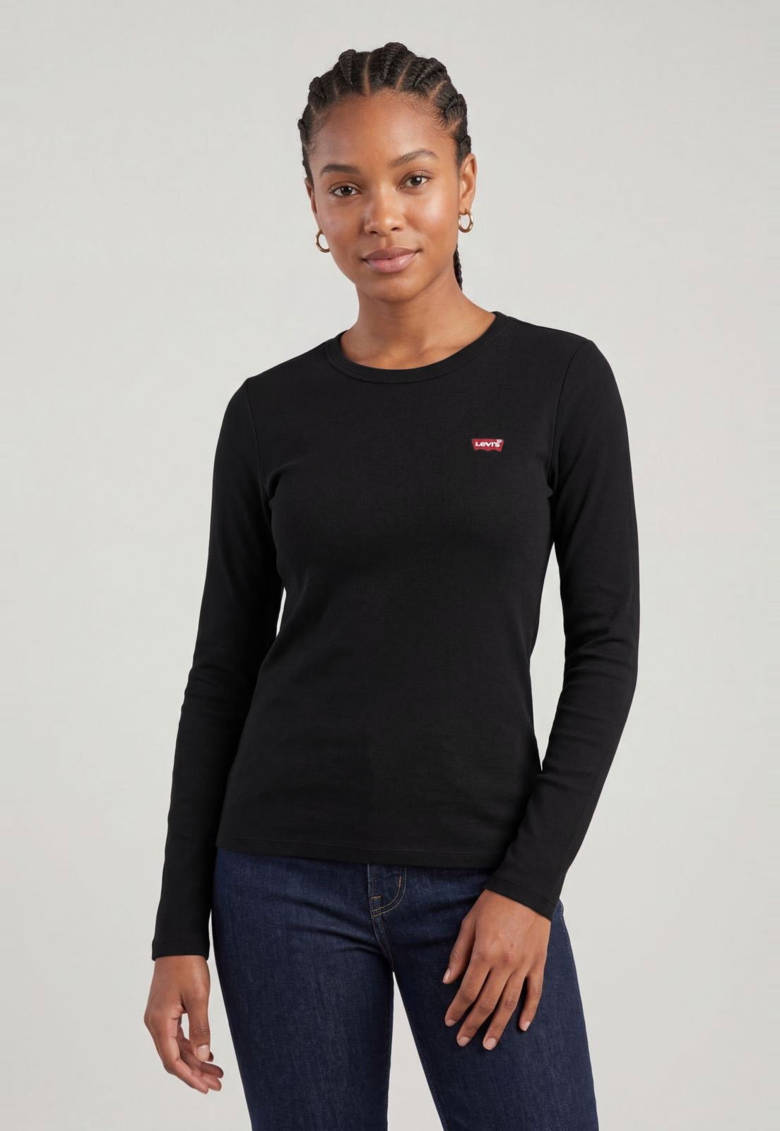 Camiseta Manga Longa Feminina Levis Logo Preta