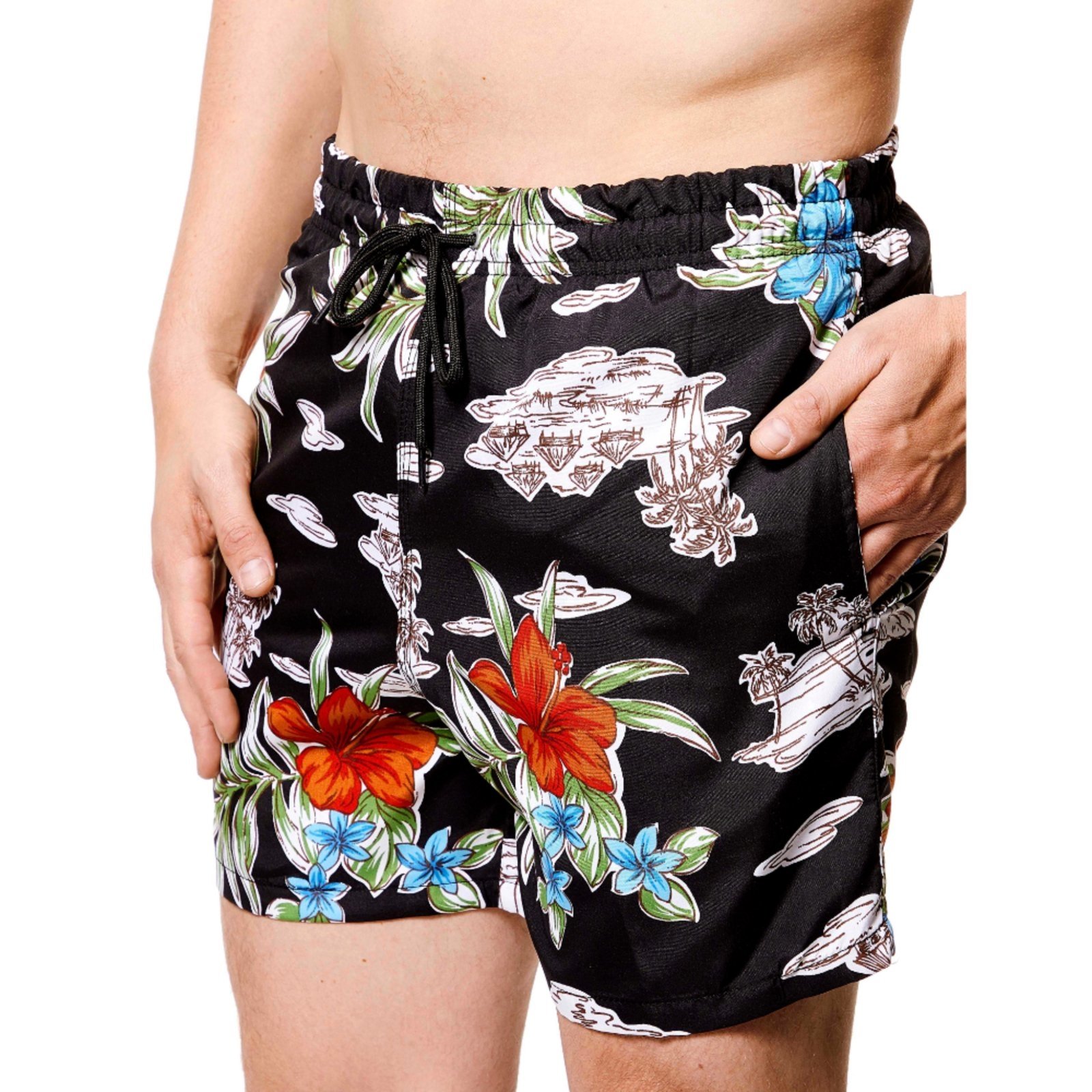Kit 2 Shorts Bermudas Estampas Secagem Rápida Praia Piscina Verde