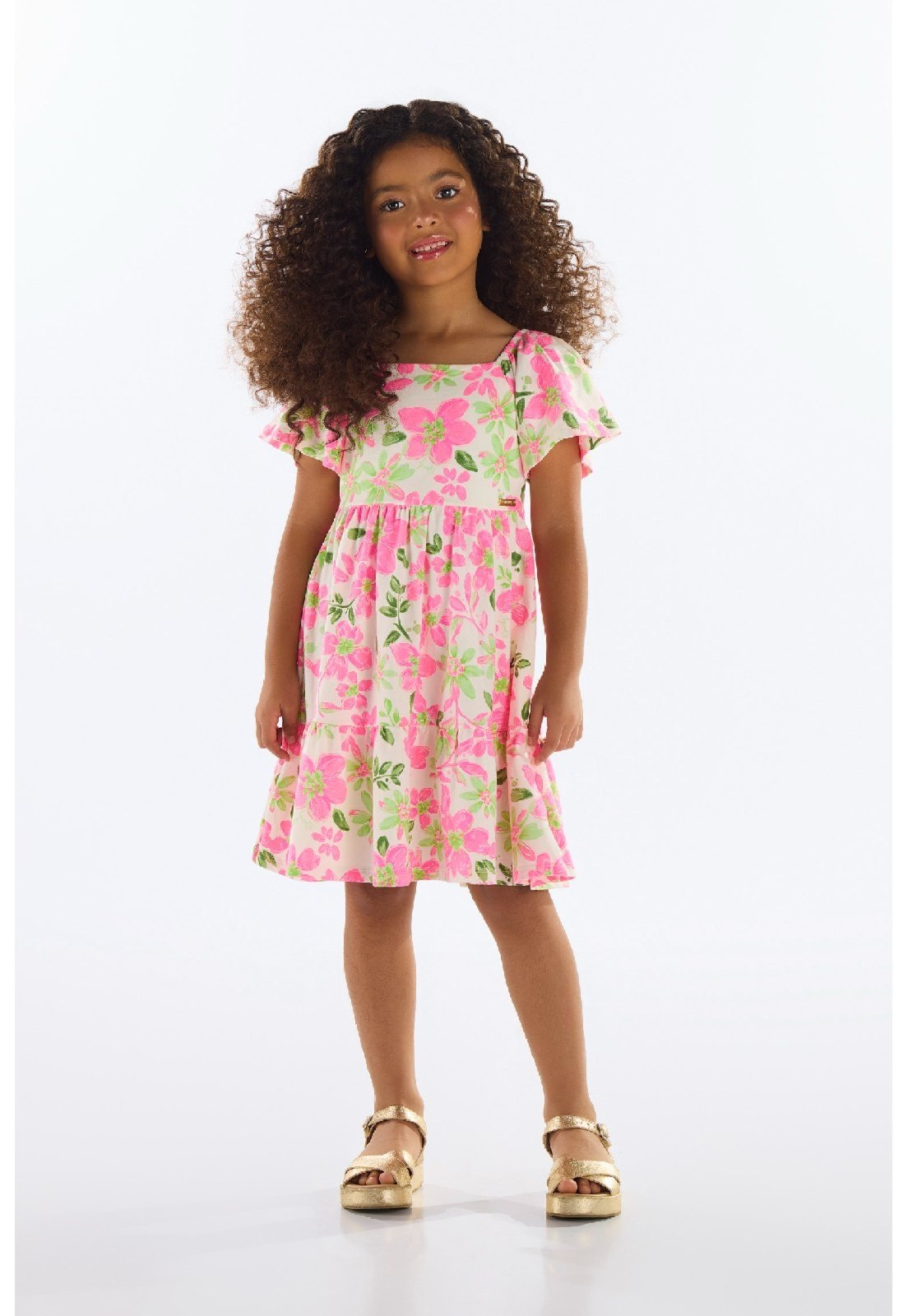 Infantil – Vestido Floral Quimby Rosa