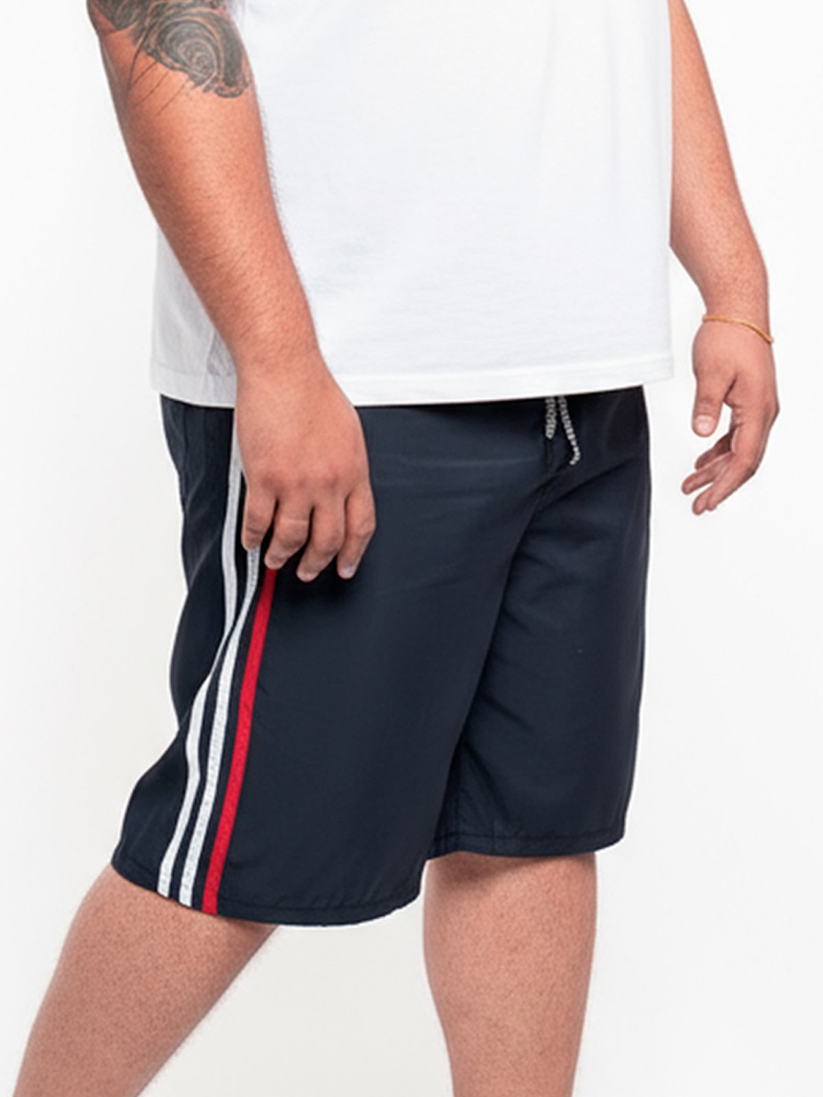 Vista 2 Bermuda Plus Size Frent's Listra Lateral Popular Treino Casual Esporte azul/azul marinho Frent's azul/azul marinho