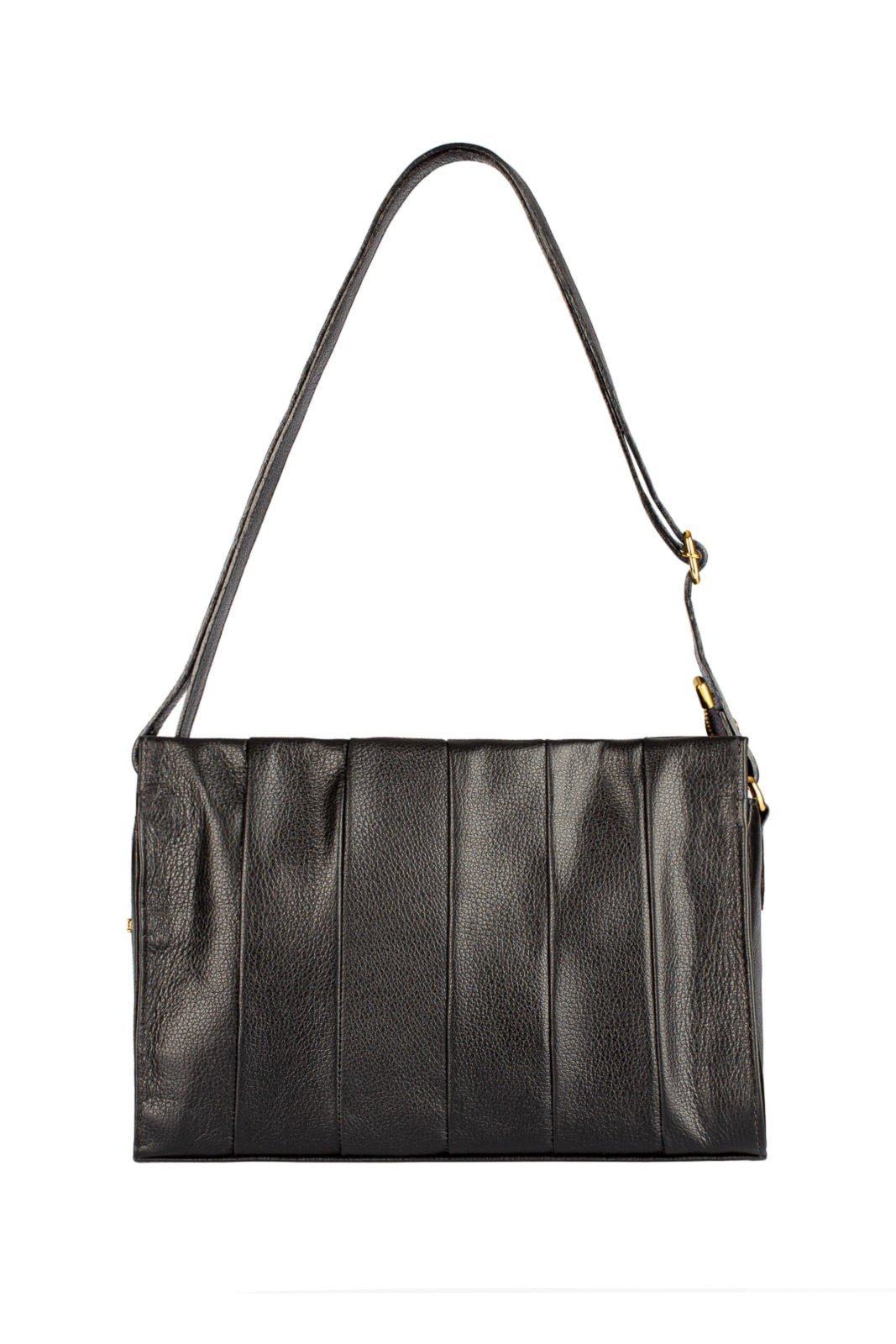 Bolsa de couro liso tiracolo Barbara - Preto