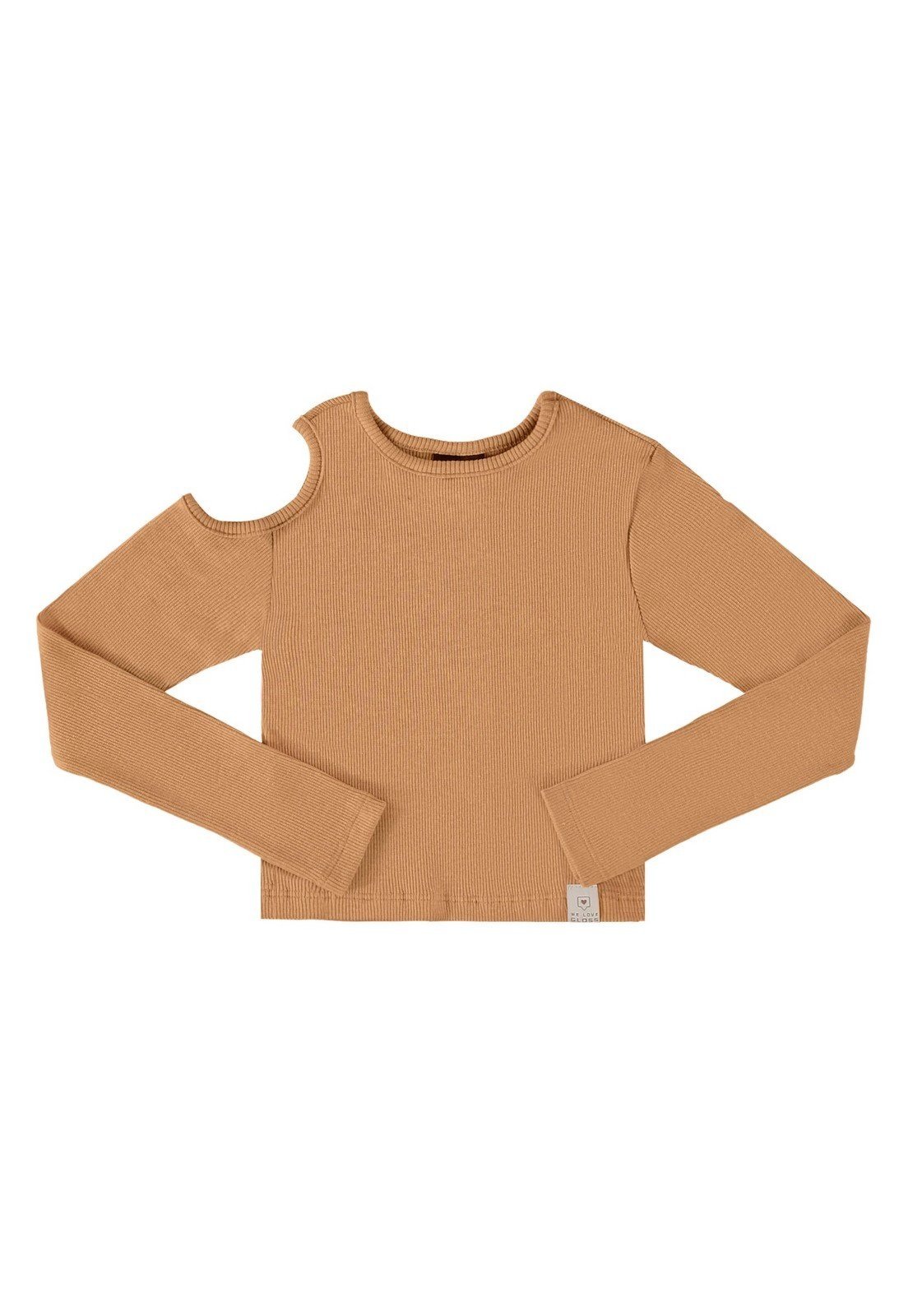 Infantil - Blusa Cropped Básica em Ribaninha Juvenil Gloss Marrom