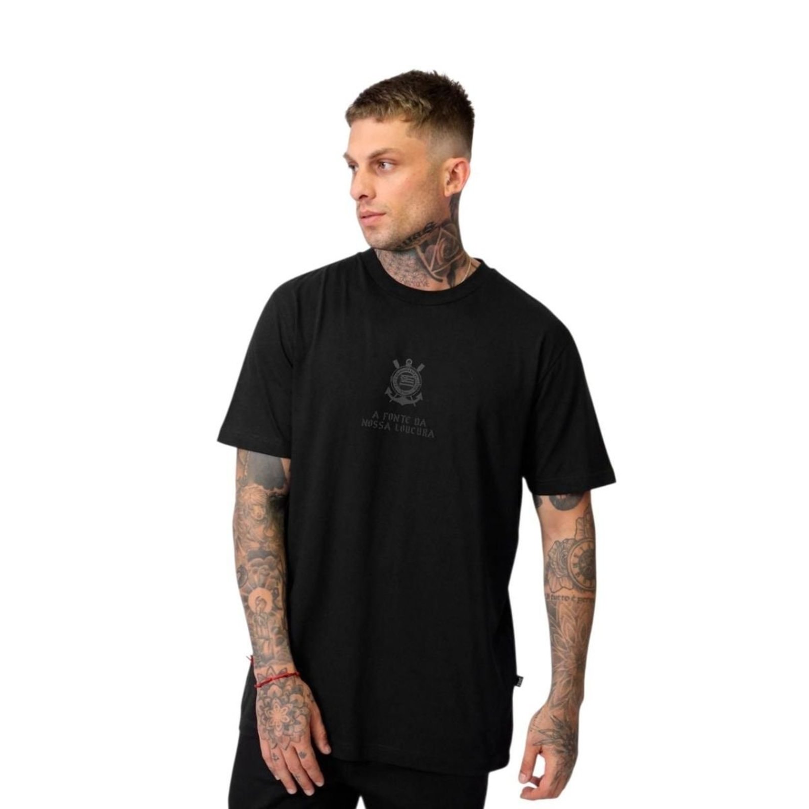 Camiseta Corinthians Clássica 116 Anos Torcedor Algodão Preto