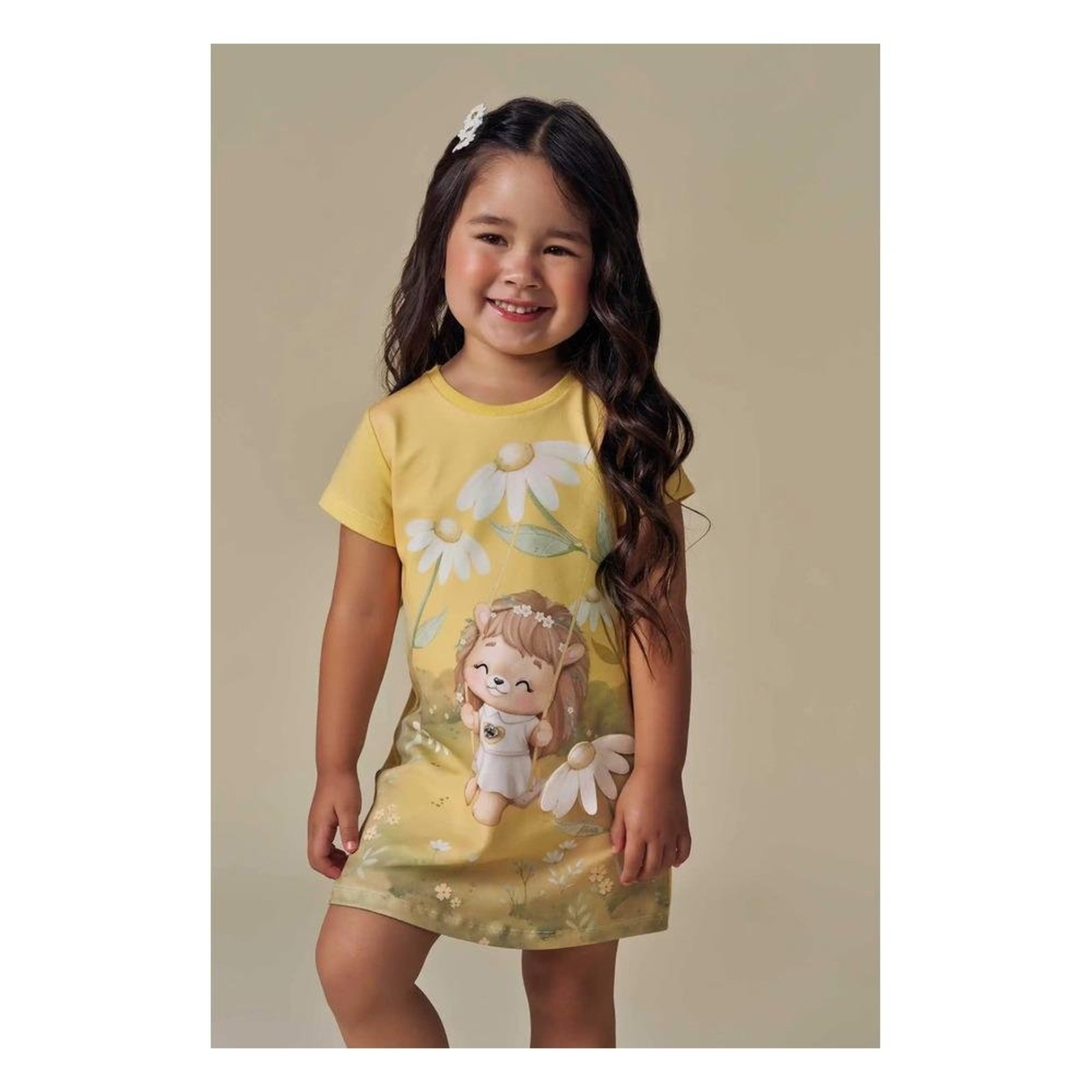 Infantil - Vestido Estampado Menina Amarelo Infanti 1 Unico