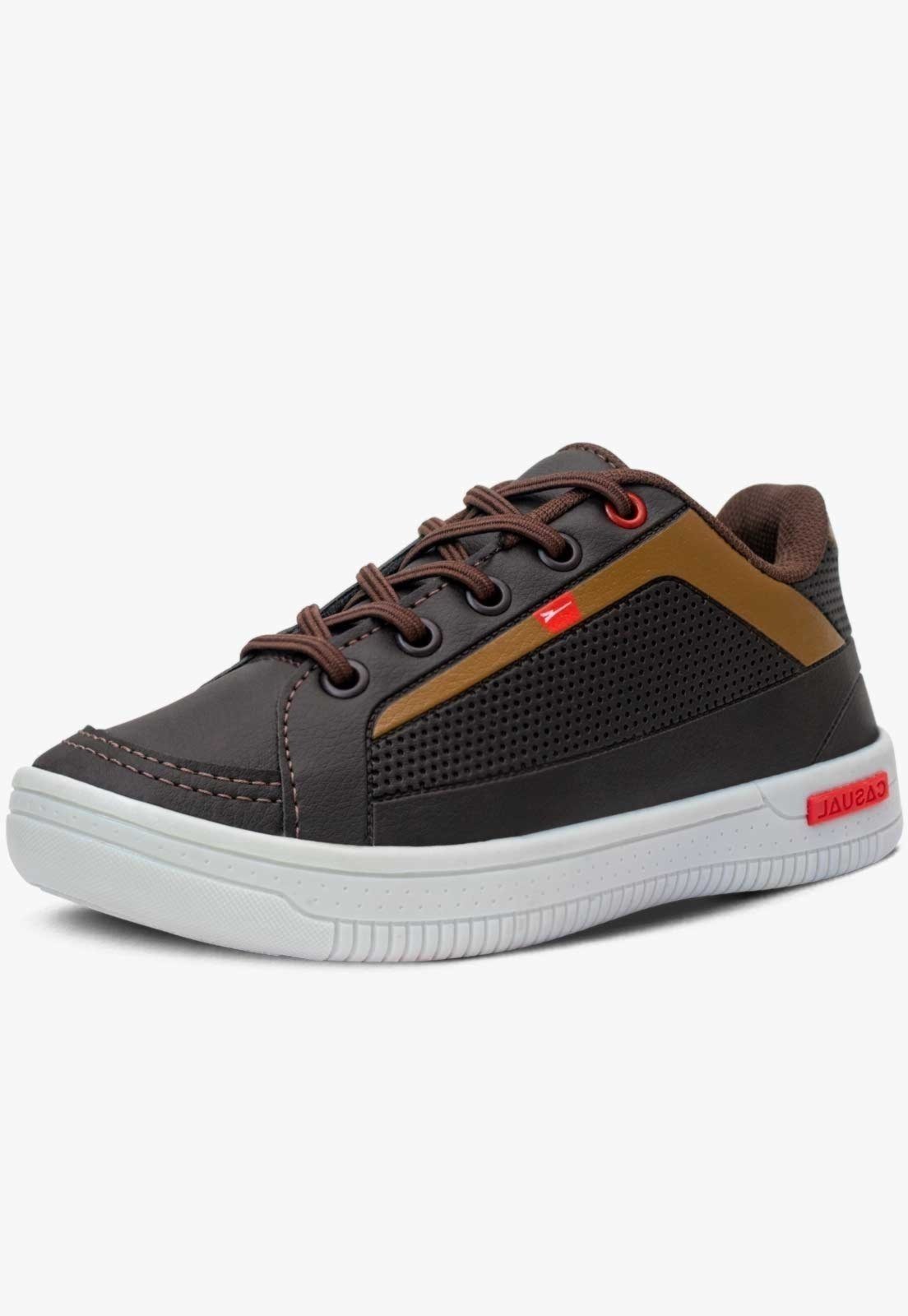 Vista 2 Infantil - Tenis Pópidi Sapatênis Casual Masculino café Pópidí café