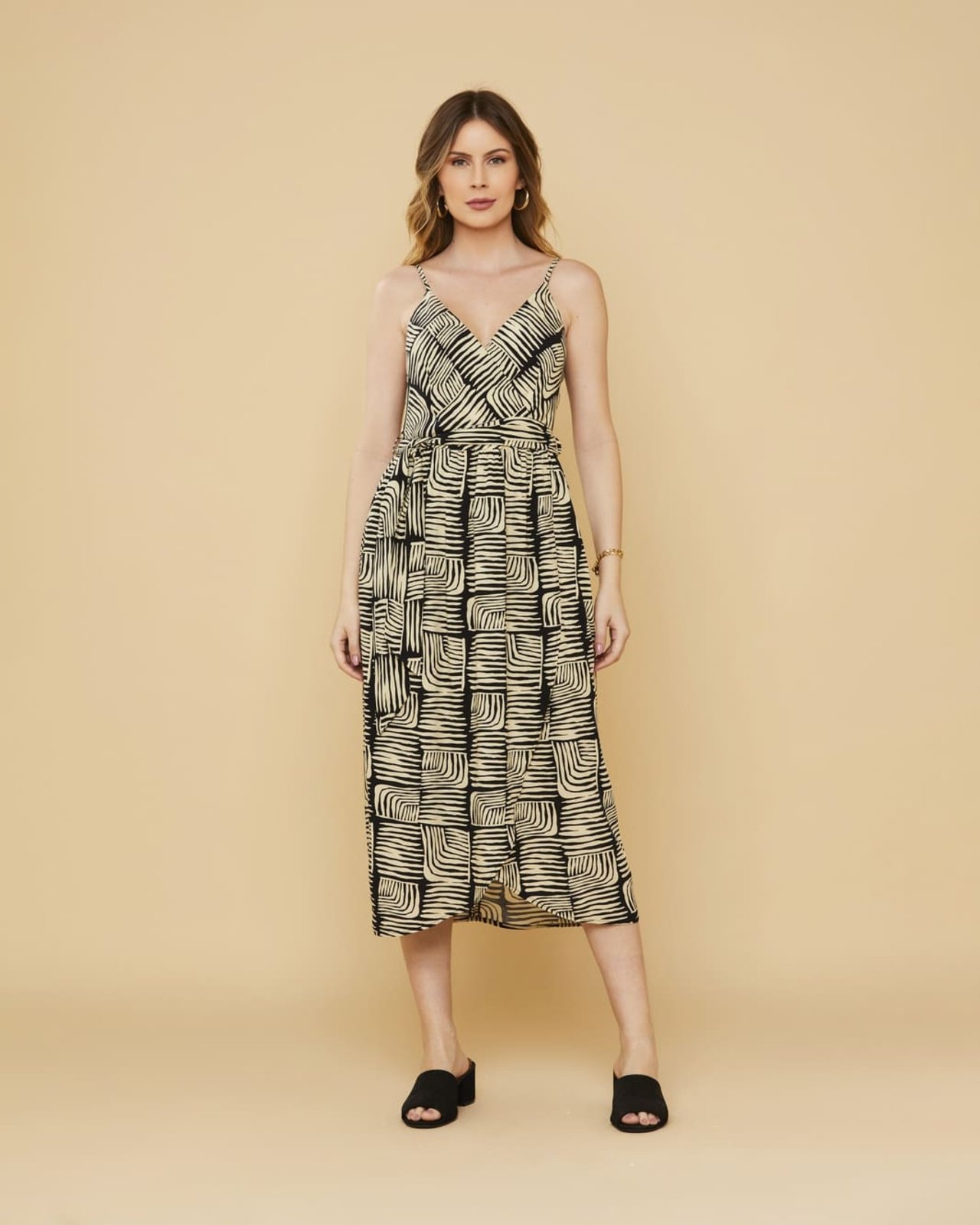 Vestido Midi lemmut Estampado com Alças Finas