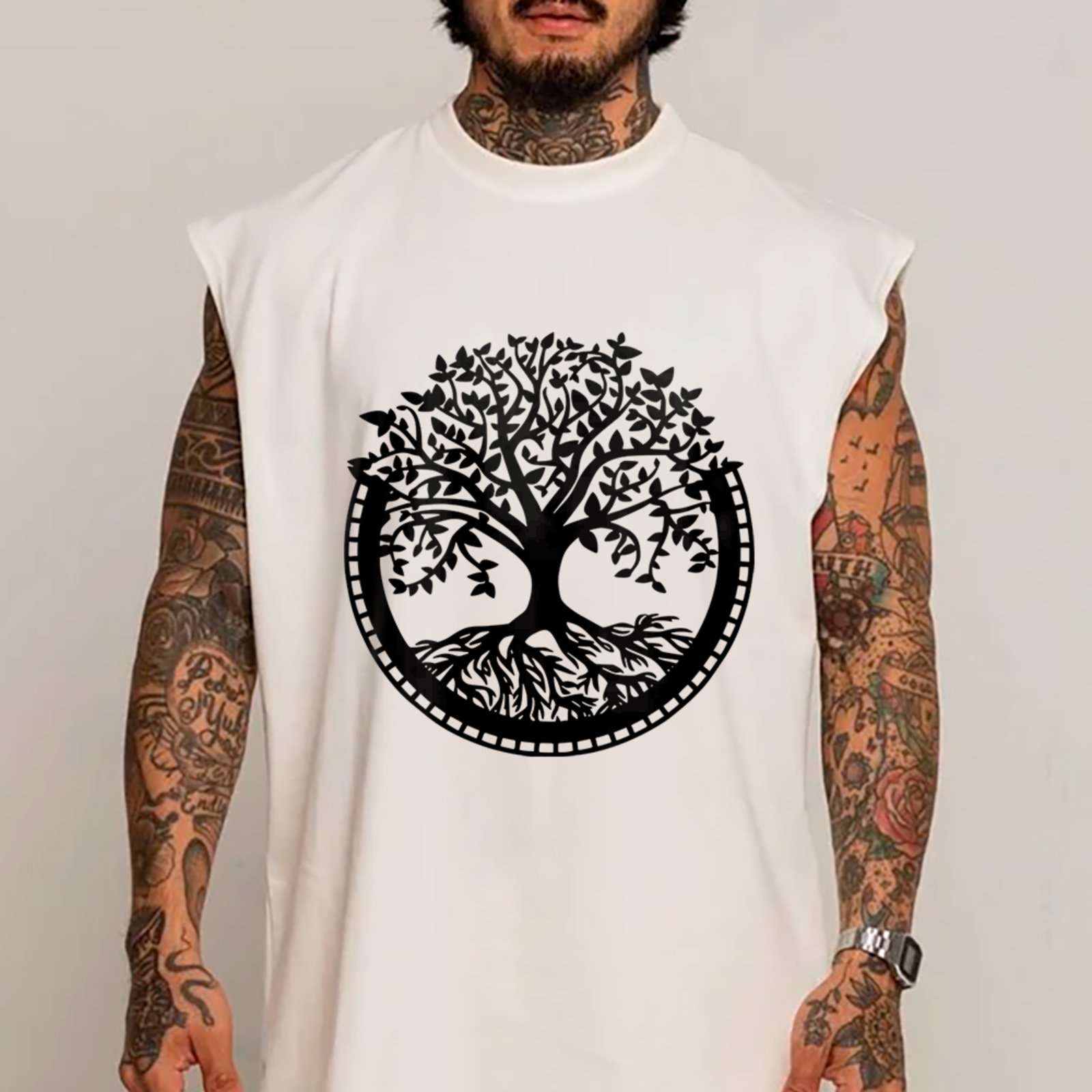 Camiseta Regata Machão Árvore Da Vida Natureza Streetwear Premium Branco