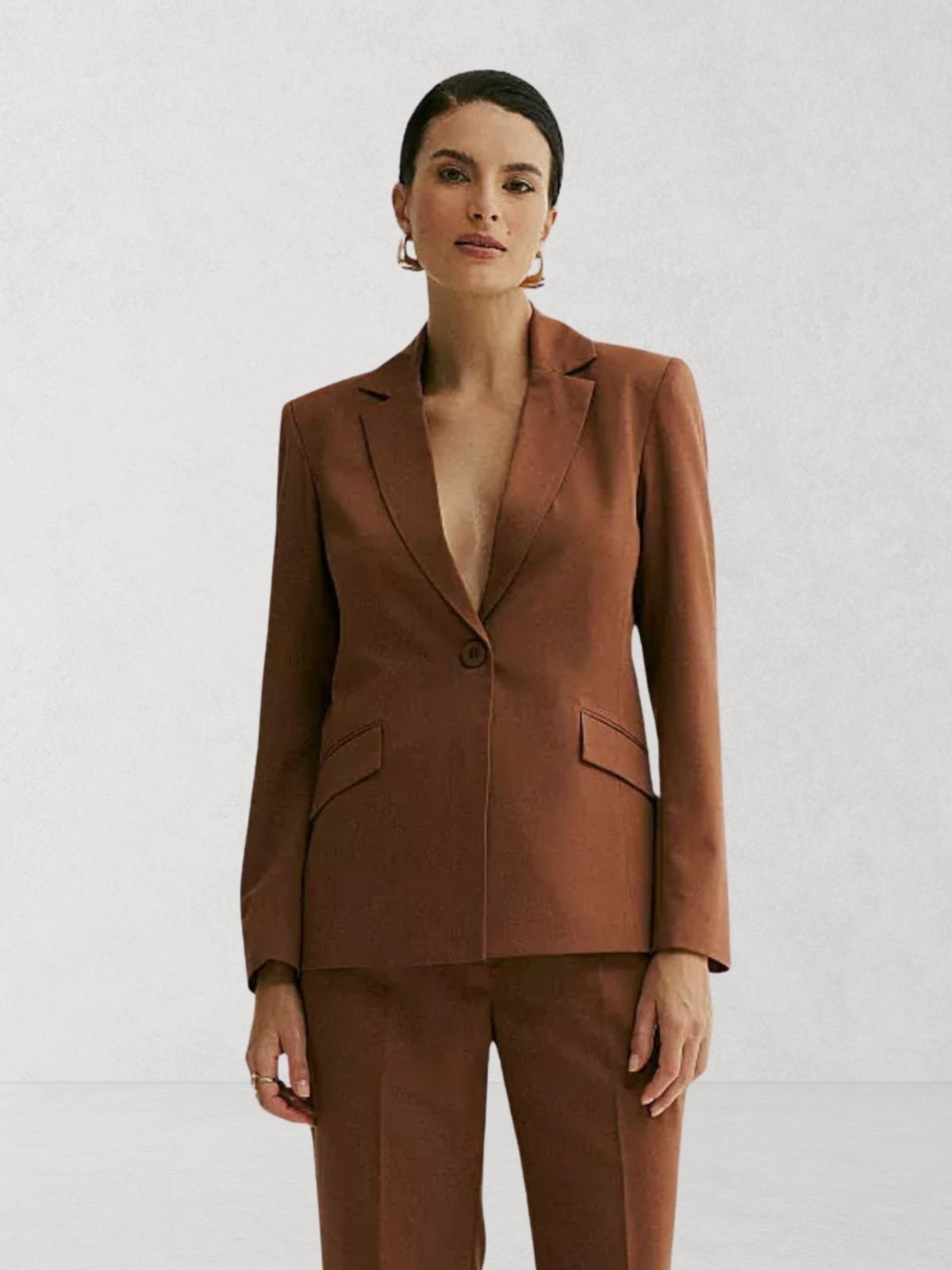 Vista 2 Blazer Via Lessa Paris Alfaiataria Alongado marrom Via Lessa marrom