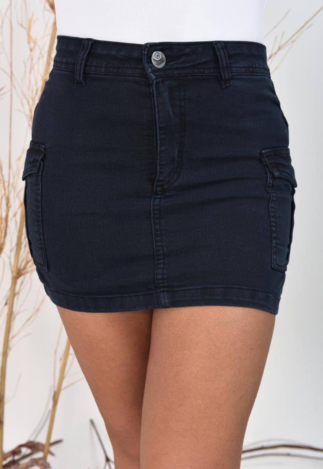 Mini Saia Jeans Feminina Kiridas Jeans Casual E Moderna Preto