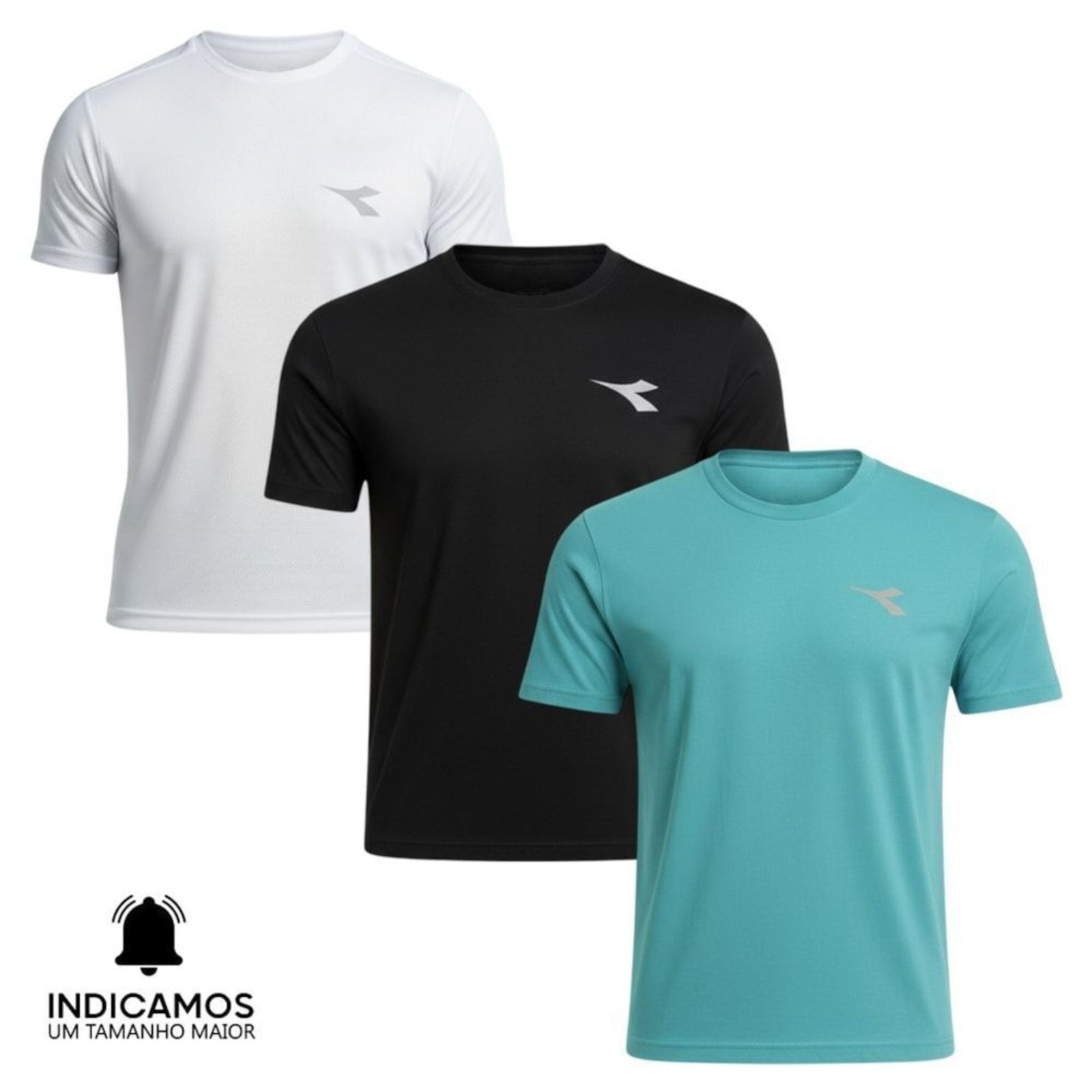 Kit 3 Camisetas Diadora Small Logo Masculina - Branco - diadora