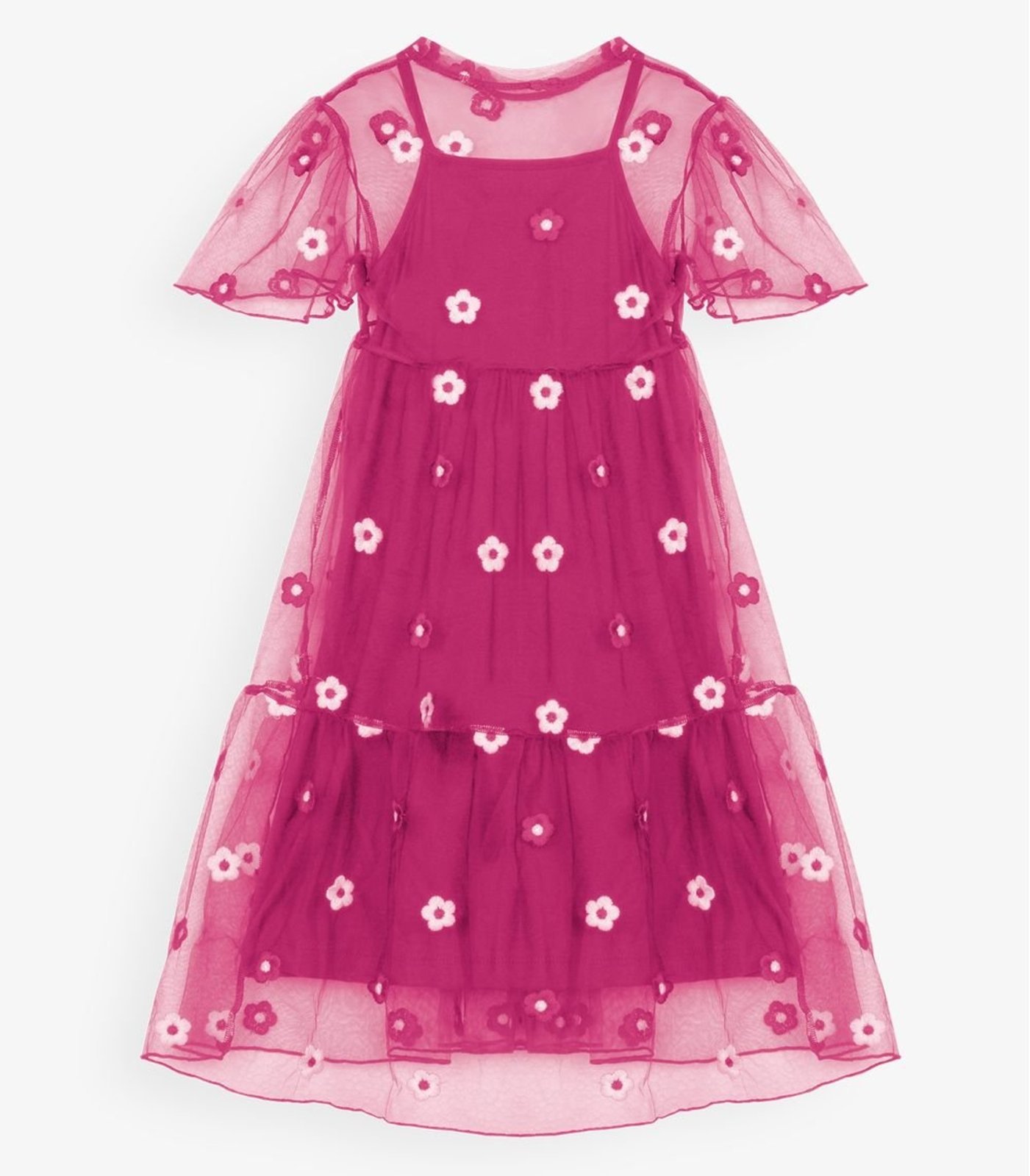 Infantil - Vestido Com Sobreposição Trick Nick Rosa
