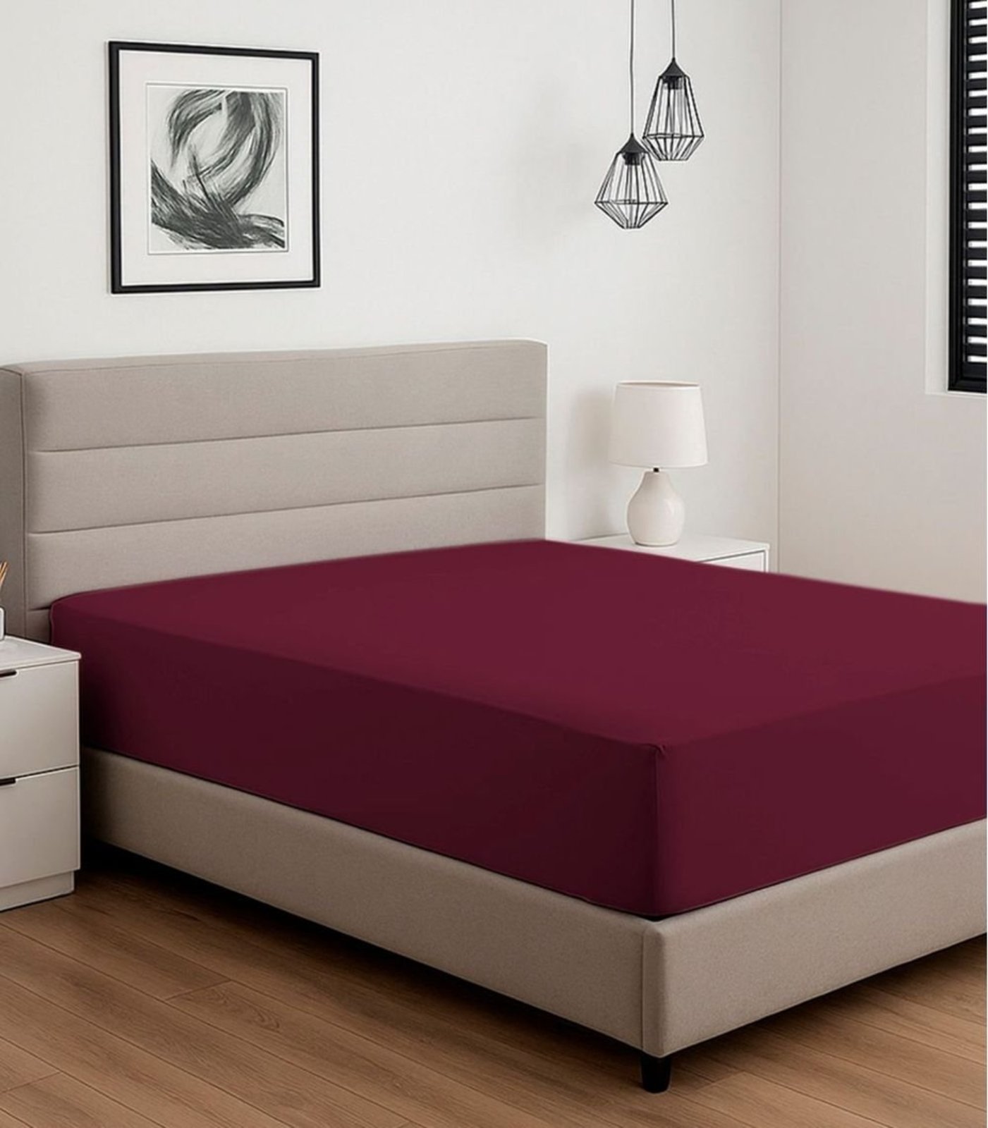 Lençol Liso Queen Com Elástico Vivaldi Vermelho