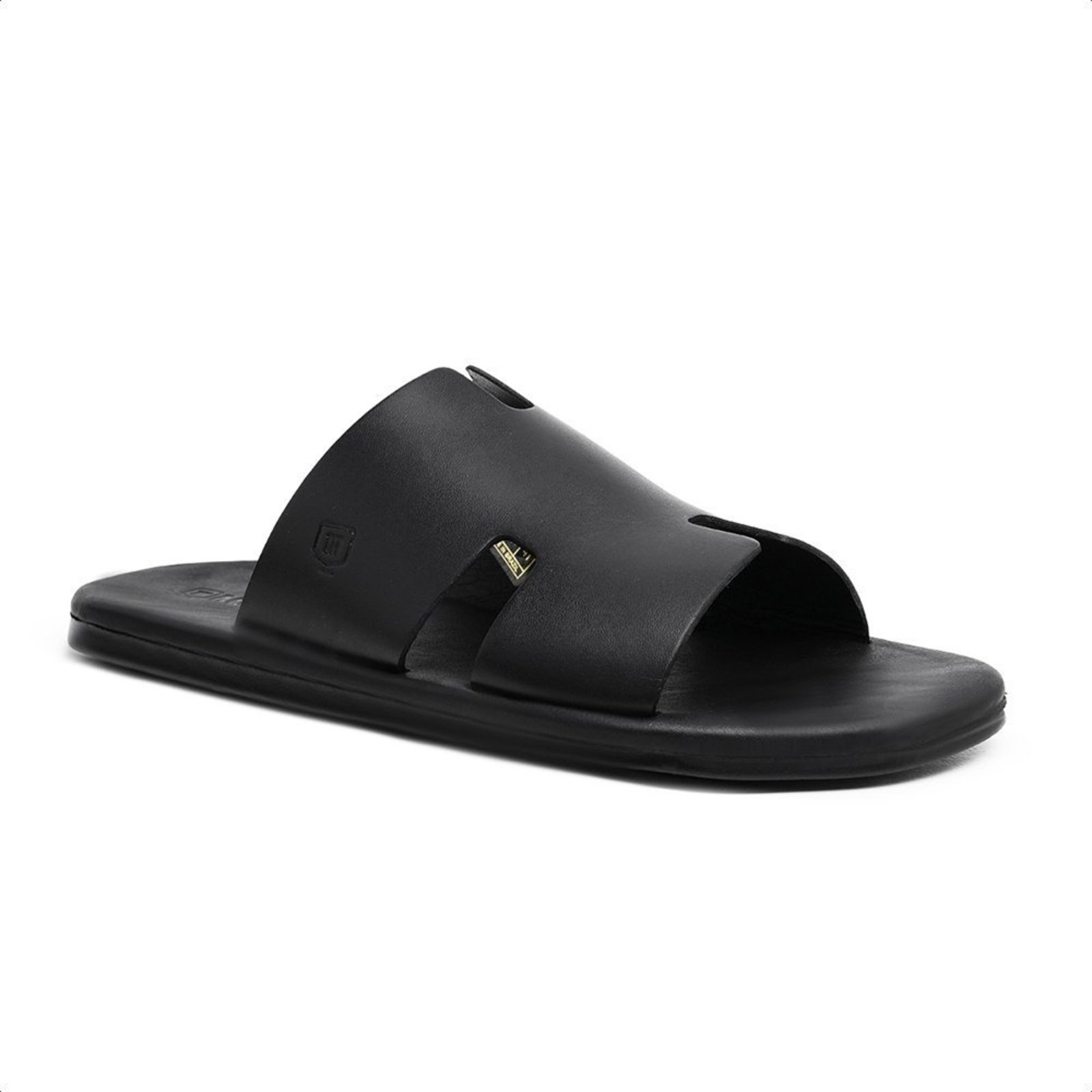 Chinelo Masculino em Couro Malbork Preto Anatômico Confortável Casual 007151P