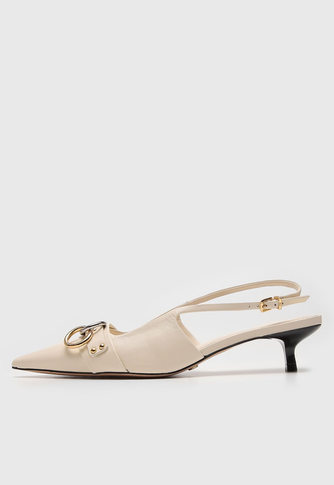 Scarpin Slingback Vicenza Aplicação Off-White