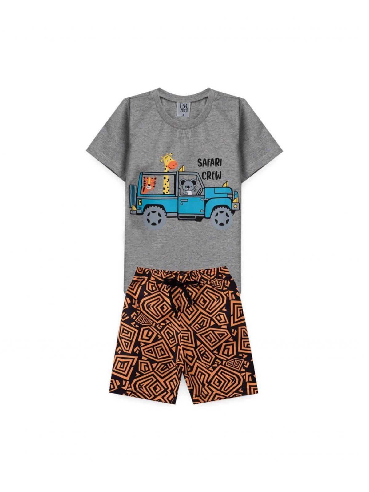 Vista 3 Infantil - Kit Sortido Platinum 2 Peças de Roupas Infantis Masculino Verão- 1 Camisas + 1 Shorts multicolorido multicolorido