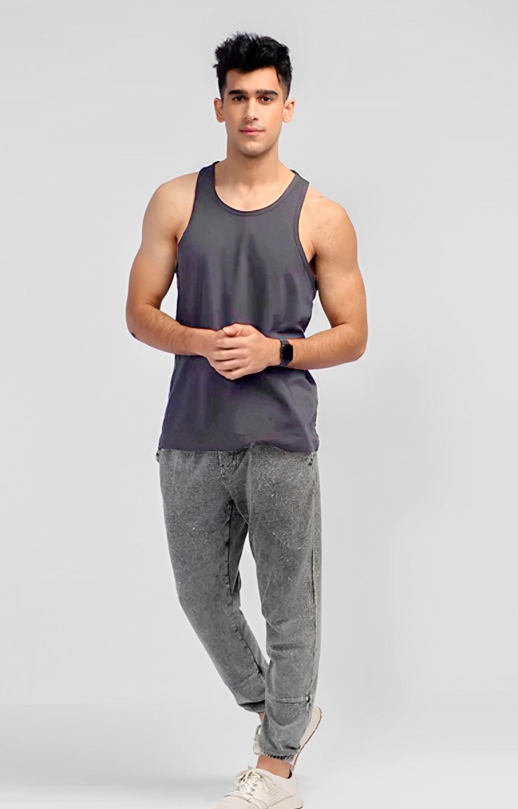 Regata Básica Cavada Verão Slim FItess Cinza