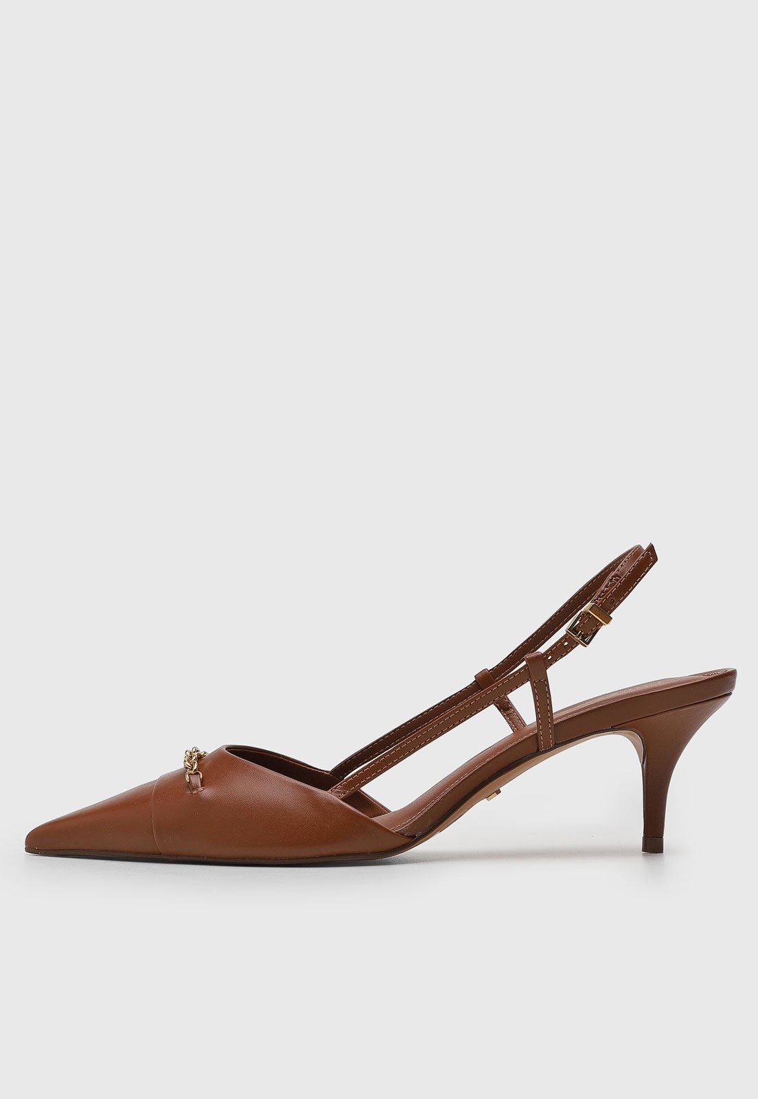 Vista 2 Scarpin Feminino Arezzo Slingback marrom Arezzo marrom