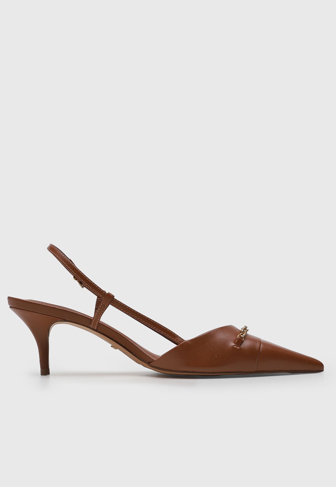 Vista 3 Scarpin Feminino Arezzo Slingback marrom Arezzo marrom