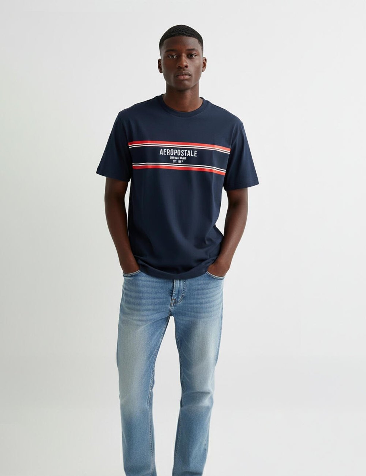 Camiseta Manga Curta Masculina Silkada Aéropostale 87130159 Azul Marinho