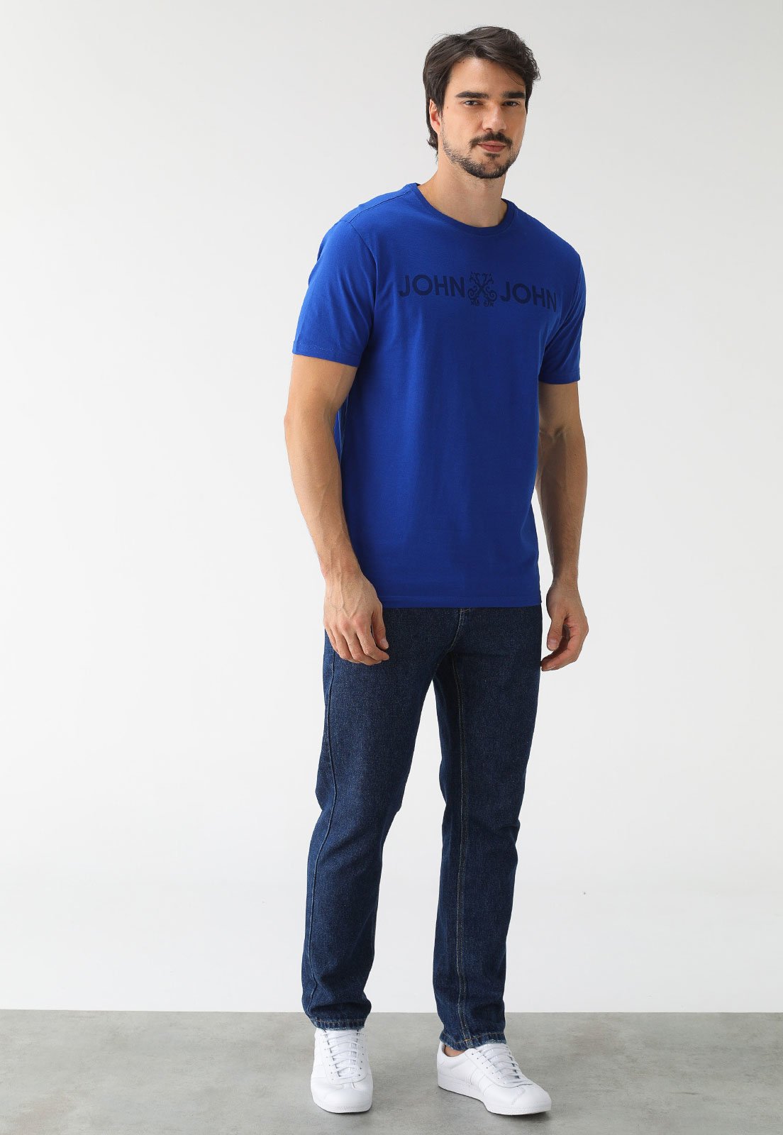 Camiseta John John Reta Estampada Azul