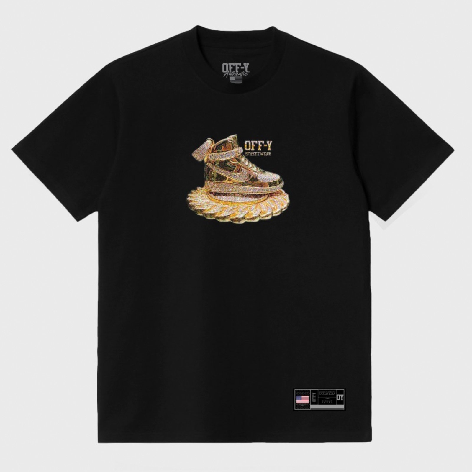 Camiseta Oversized Streetwear Sneakers Preta Off-Y
