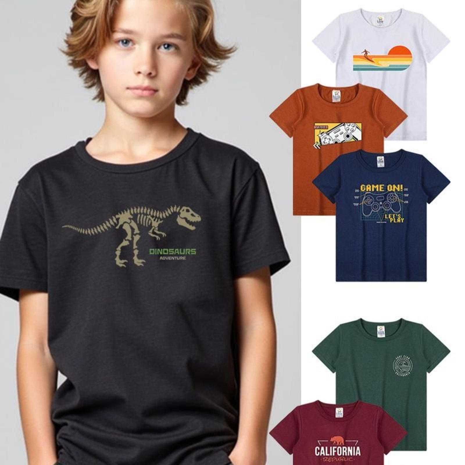 Infantil - Kit Sortido 2 Camisetas Estampadas Menino - Look