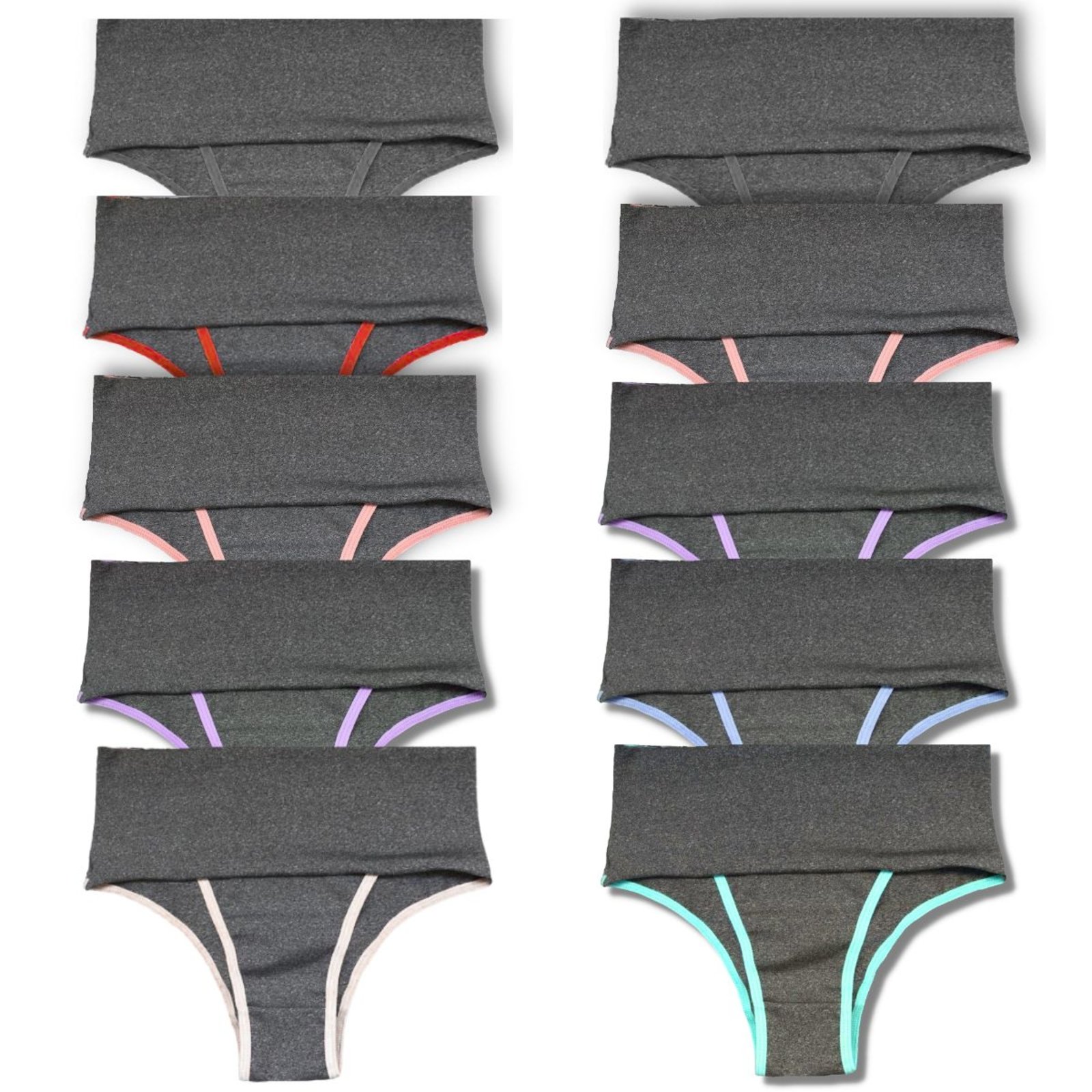 Kit 10 Calcinha Fitness Cintura Alta Compressão para Barriga Modeladora