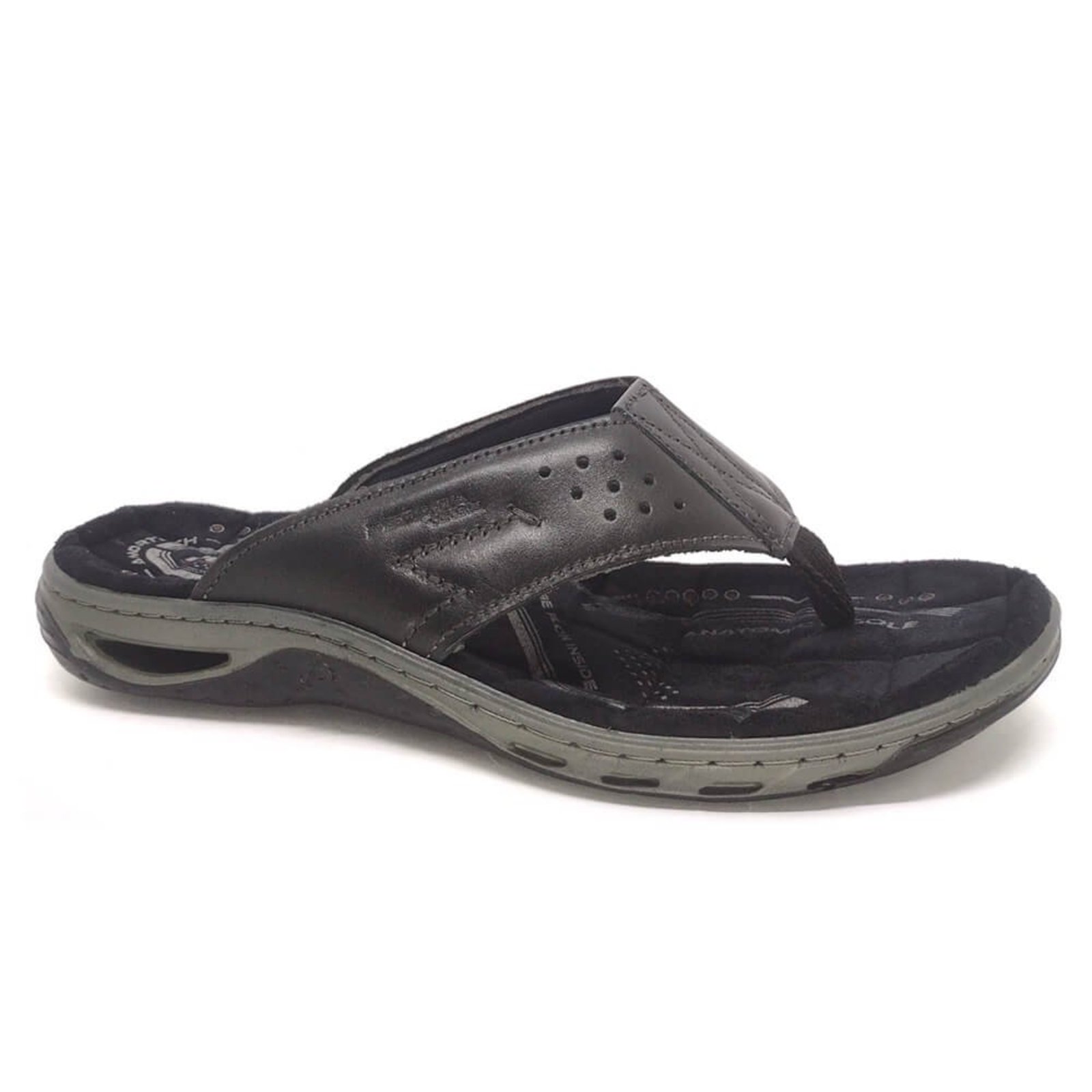 Chinelo Pegada Masculino Couro Amortech 131663 Preto