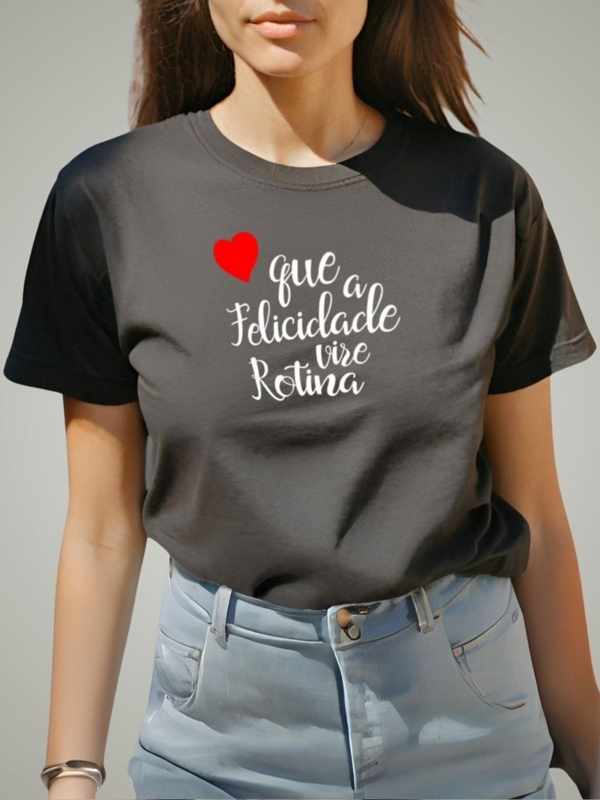 Camiseta Feminina GuGi T-shirt Que a Felicidade Vire Rotina Preto