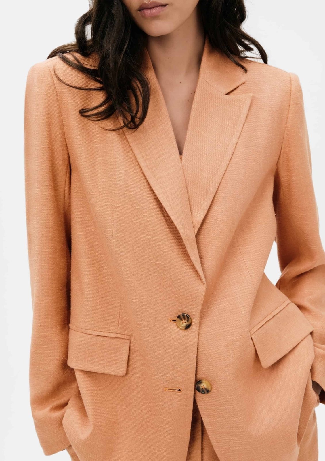 Vista 3 Blazer Feminino Reto em Viscolinho Hering bege Hering bege